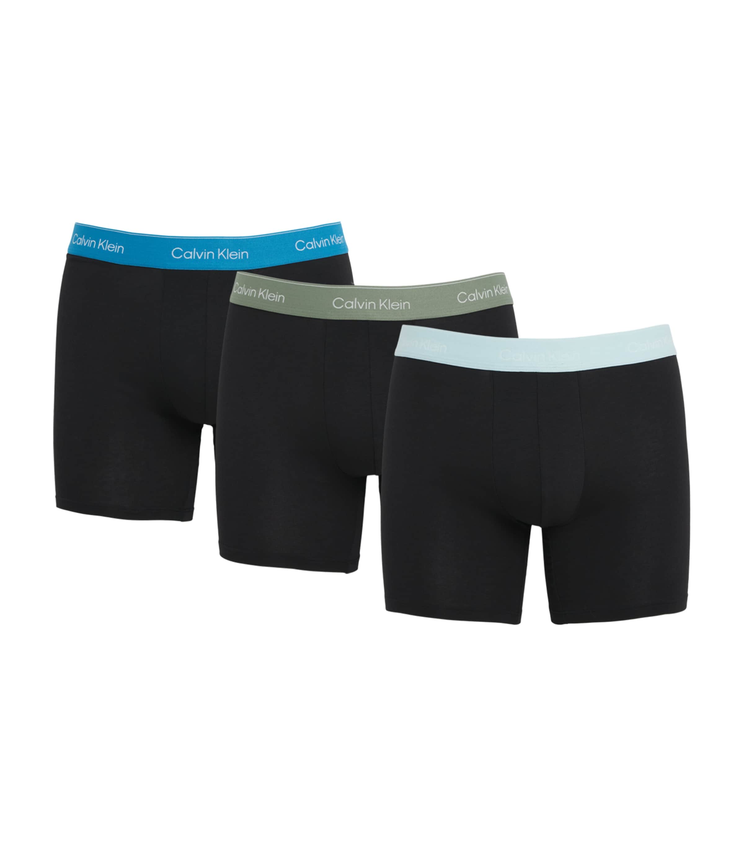 Calvin Klein Mens Stretch-Cotton Icon Boxer Briefs (Pack of 3) Black Mist/blu Image 1