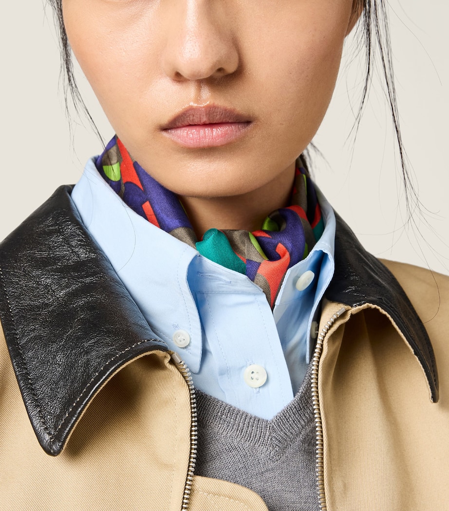 Miu Miu Womens Leather-Trim Bomber Jacket Neutral Image 5