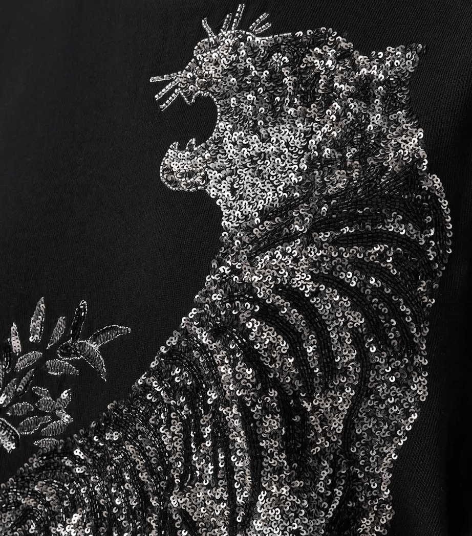 AllSaints Womens Organic Cotton Sequinned Lisa T-Shirt Black Image 6