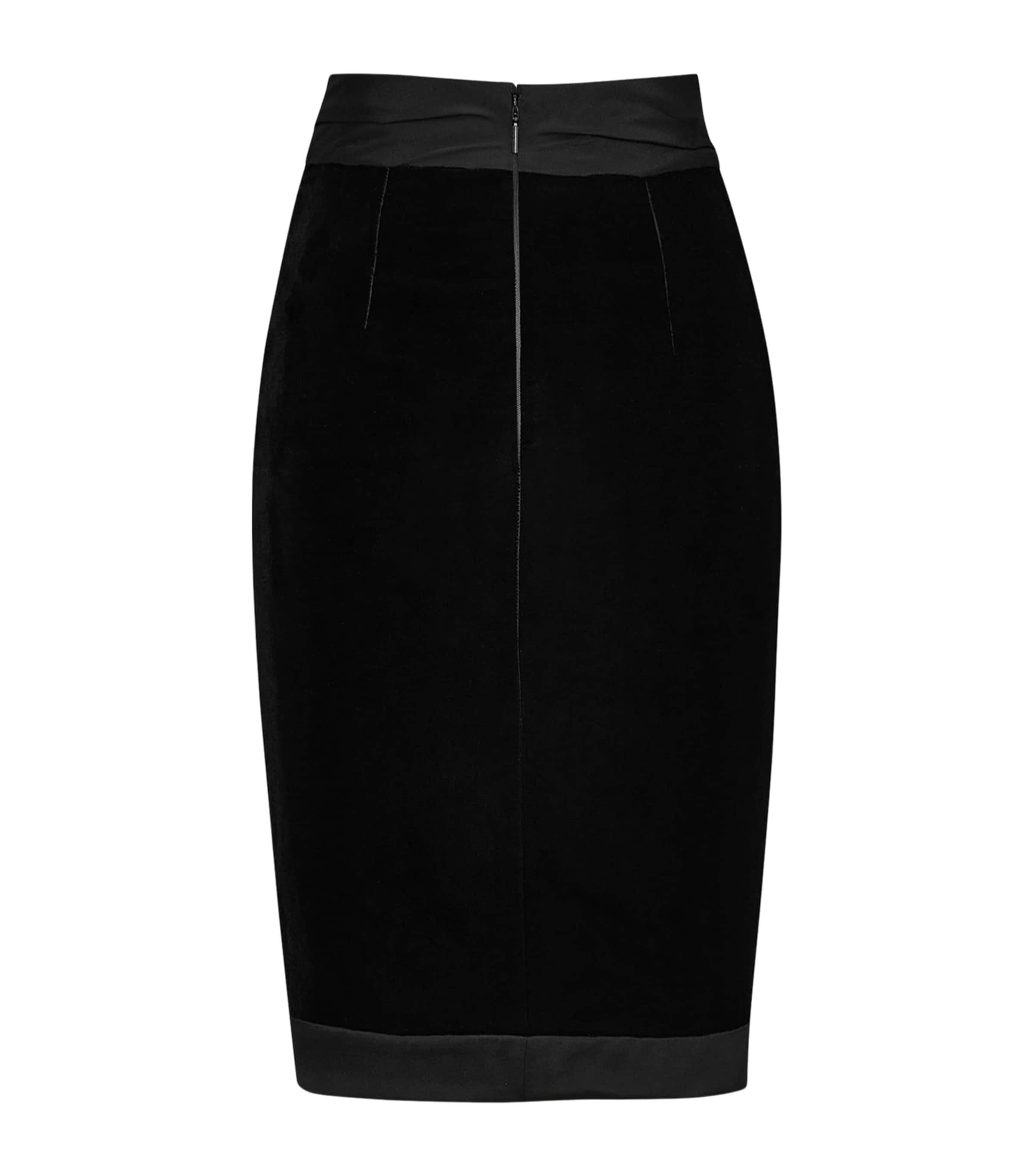 Saint Laurent Womens Velvet-Satin Bow-Detail Midi Skirt Image 3