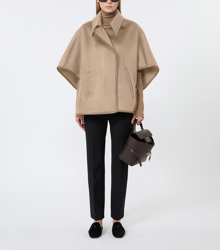 Max Mara Womens Cashmere Double-Breasted Cape Beige Image 2