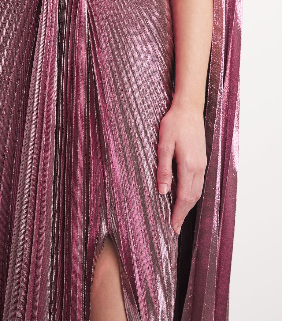 Zuhair Murad Womens Metallic Pleated Cape Gown Dusty Rose Image 6
