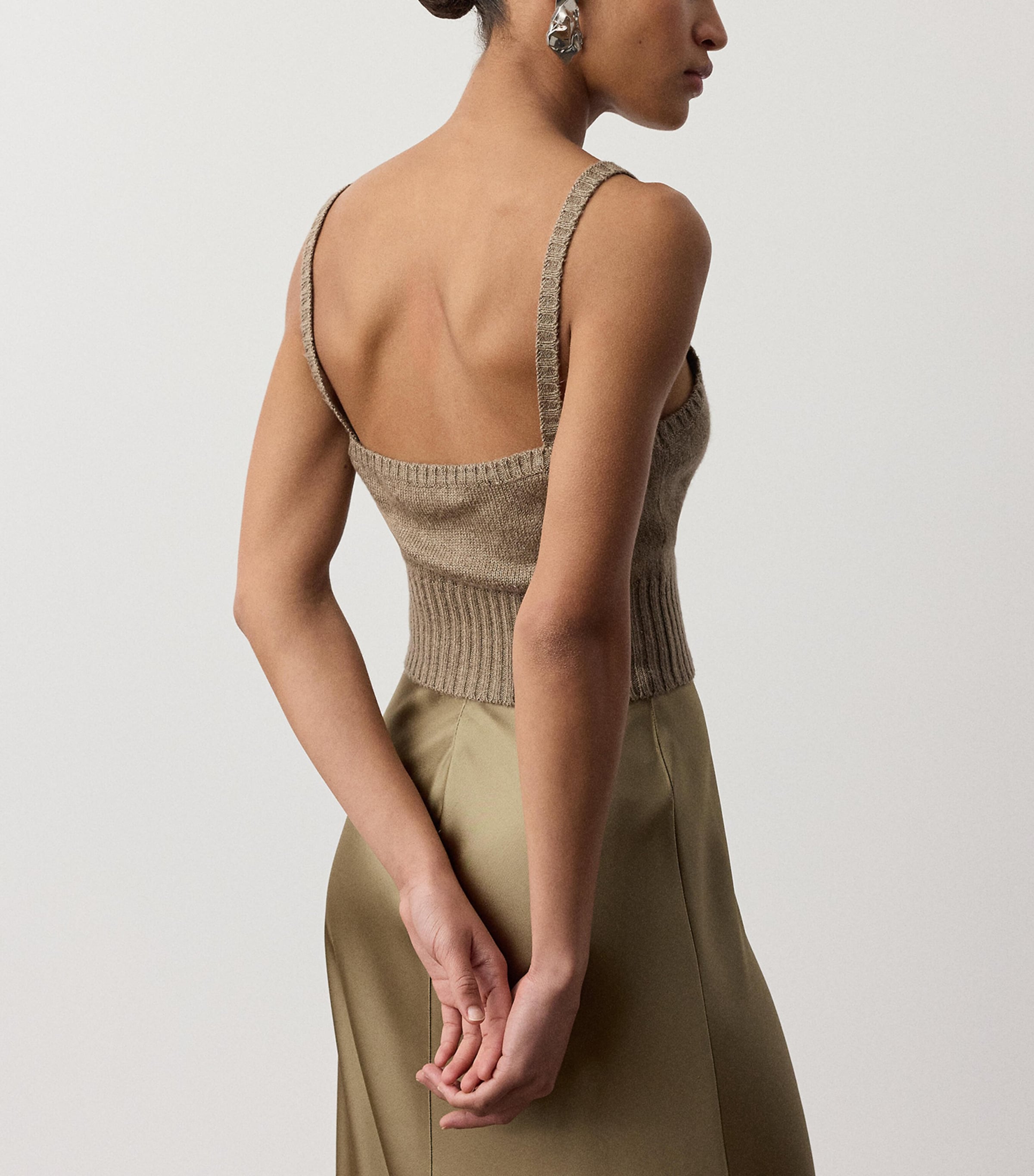 Ralph Lauren Collection Womens Silk-Blend Mouliné Camisole Sweater Portobello Melange Image 3
