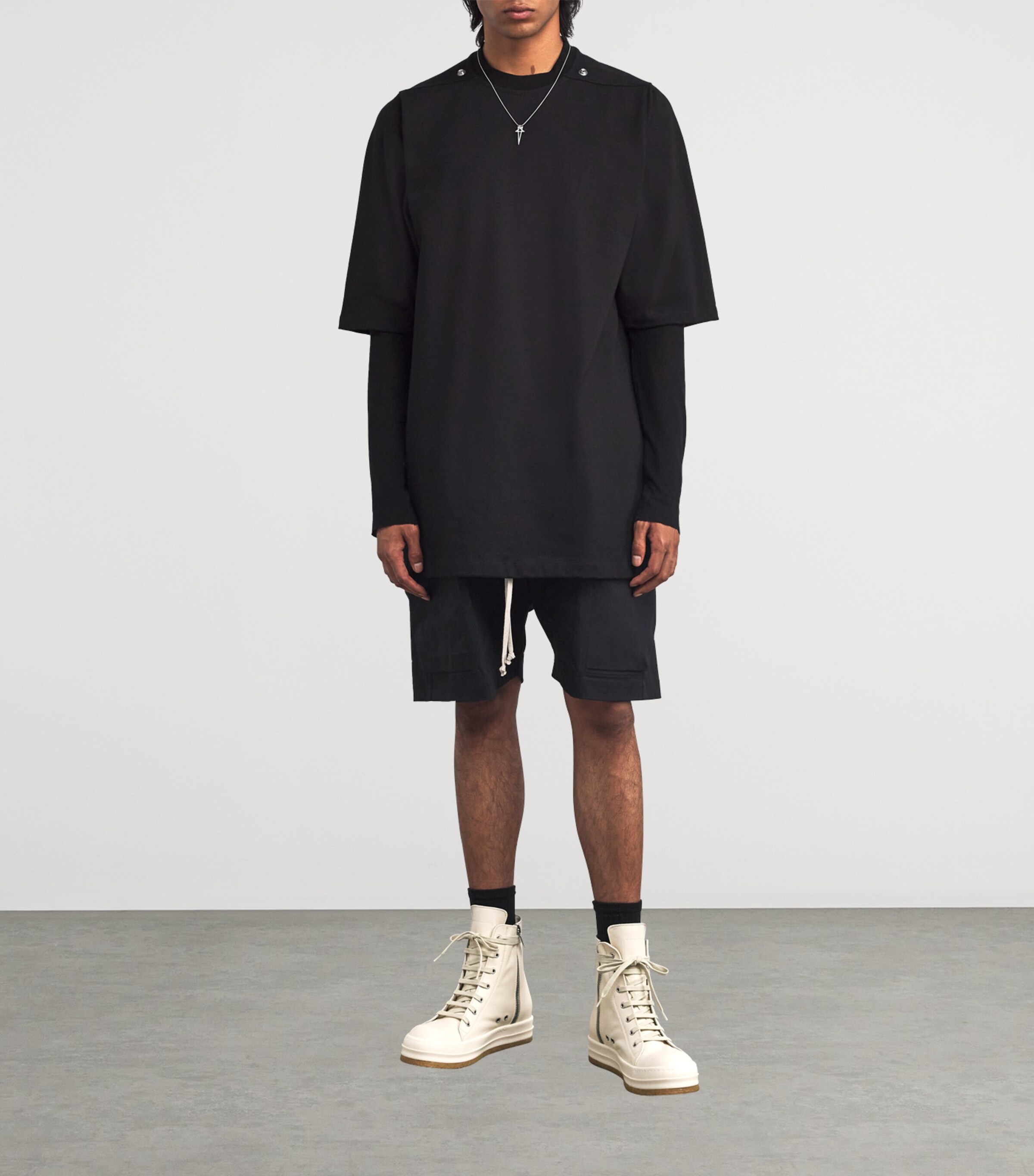 Rick Owens Leather High-Top Sneakers Milk/milk/milk Image 6