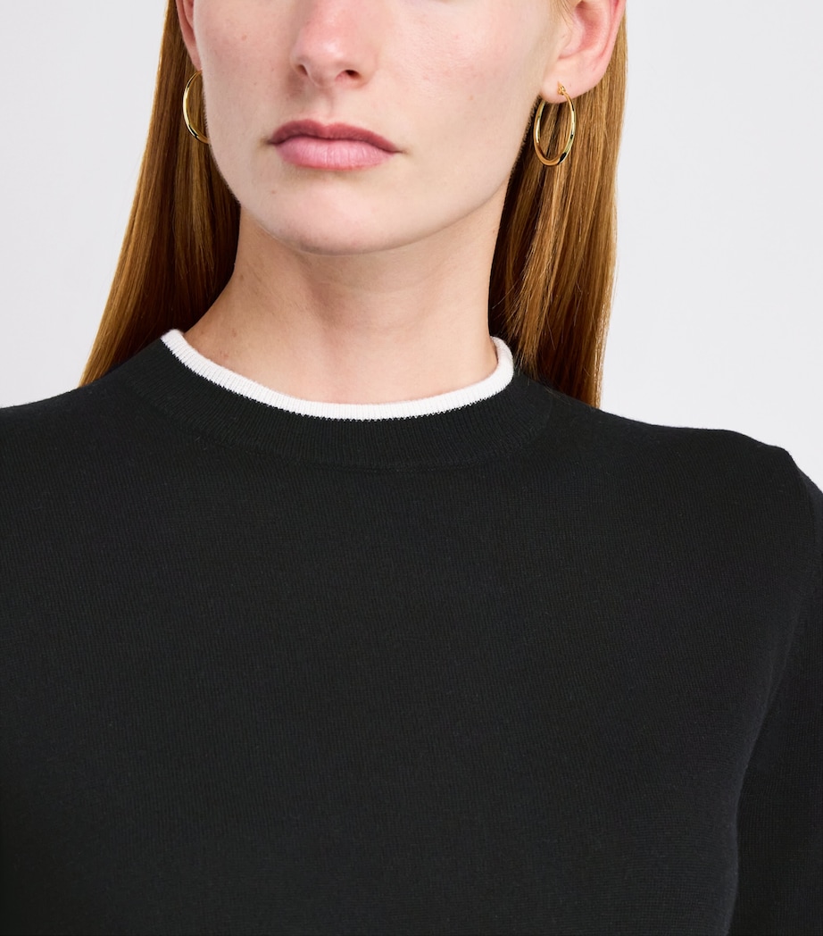 Virgin Wool Contrast-Trim Sweater BLACK Image 6