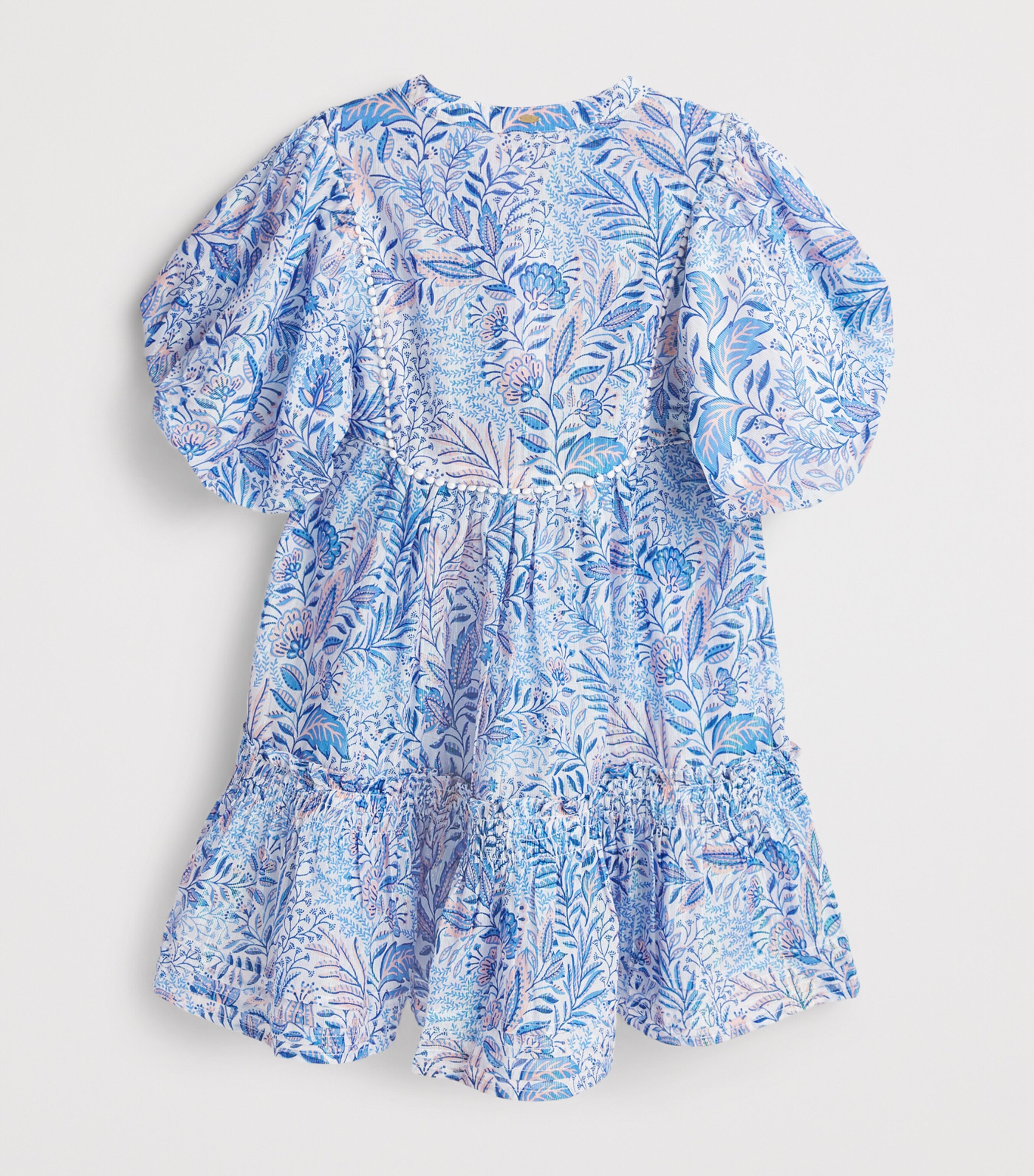 Poupette St Barth Kids Printed Billie Mini Dress (4-12 Years) Blue Palmarosa Image 2