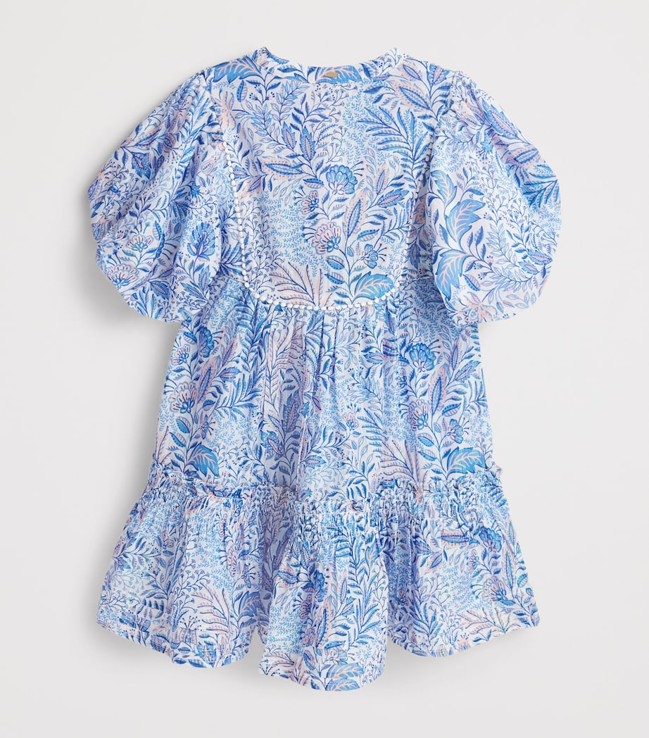 Poupette St Barth Kids Printed Billie Mini Dress (4-12 Years) Blue Palmarosa Image 2