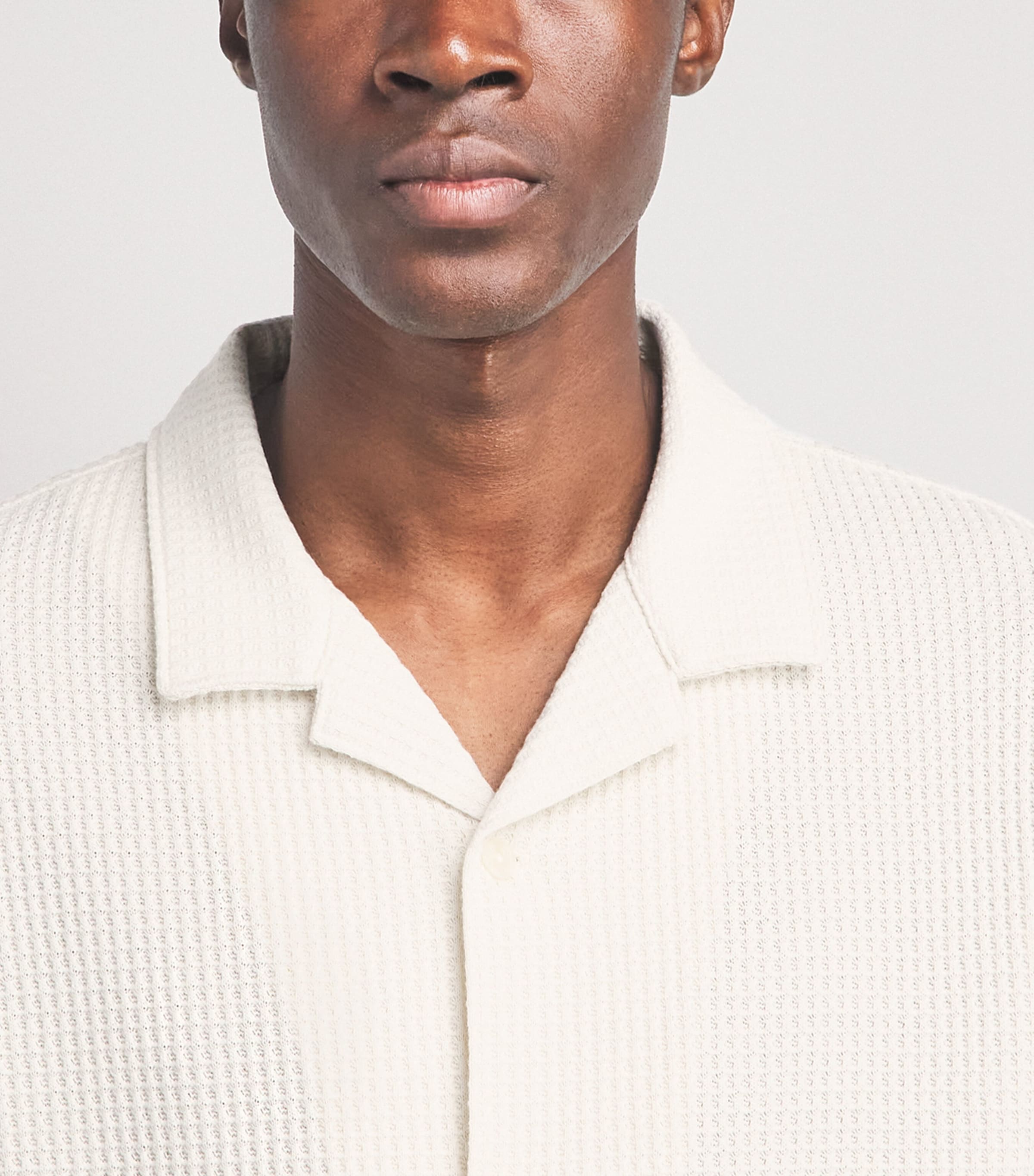 Vince Mens Waffle Knit Shirt Blanco Image 3