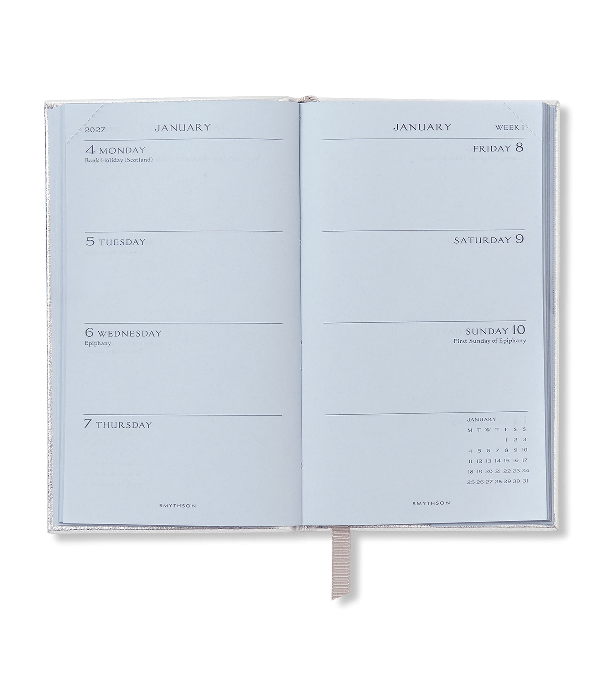 Smythson Leather Panama Weekly Diary 2027 Silver Image 2