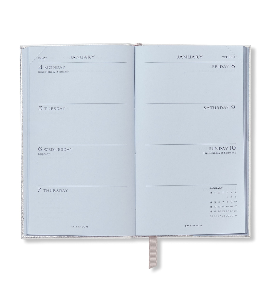Smythson Leather Panama Weekly Diary 2027 Silver Image 2