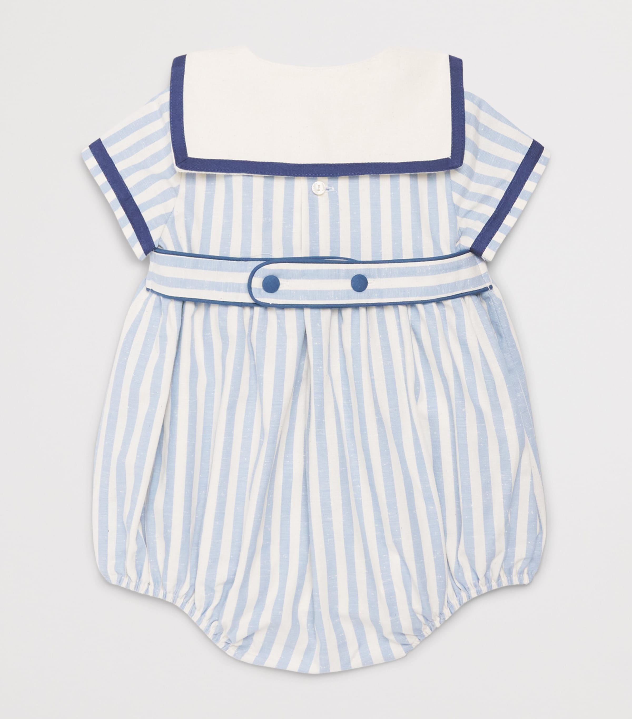 PEPA LONDON Stripe Mariner Collar Playsuit (6-18 Months) Ivory Image 2
