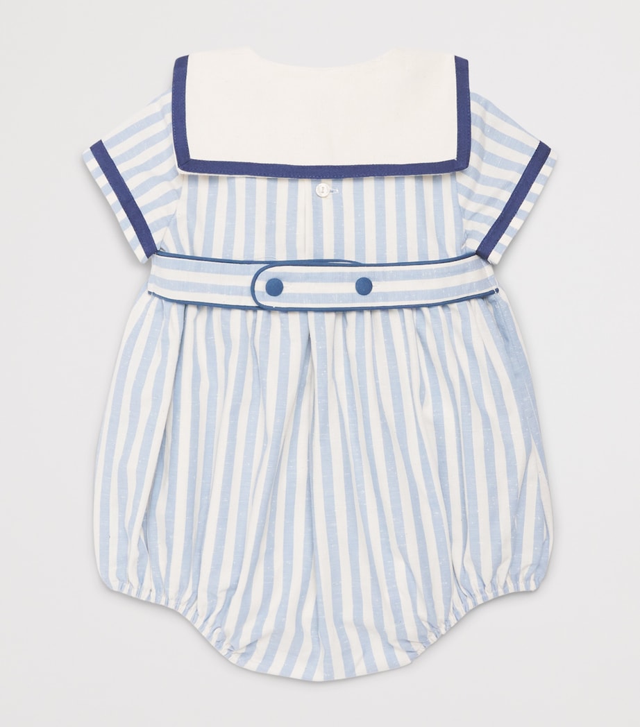 PEPA LONDON Stripe Mariner Collar Playsuit (6-18 Months) Ivory Image 2