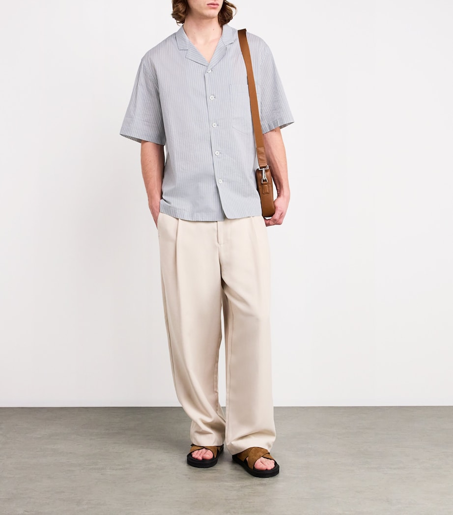 Barena Mens Cotton-Silk Striped Shirt Azzuro Image 2