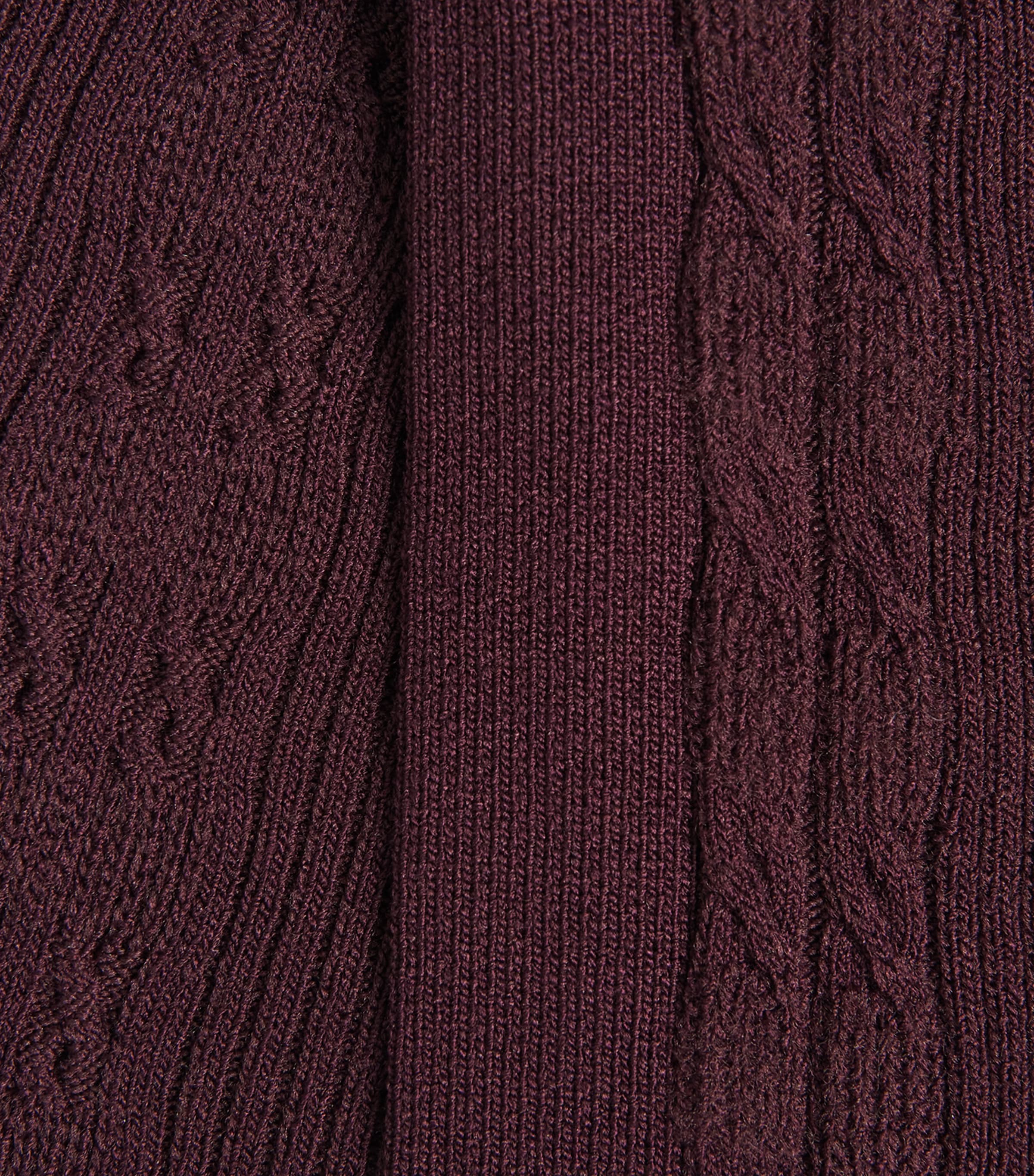 Maje Womens Cable-Knit Button Midi Dress Burgundy Image 6