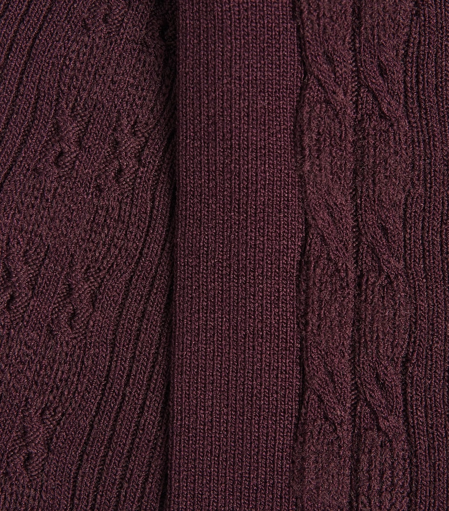 Maje Womens Cable-Knit Button Midi Dress Burgundy Image 6