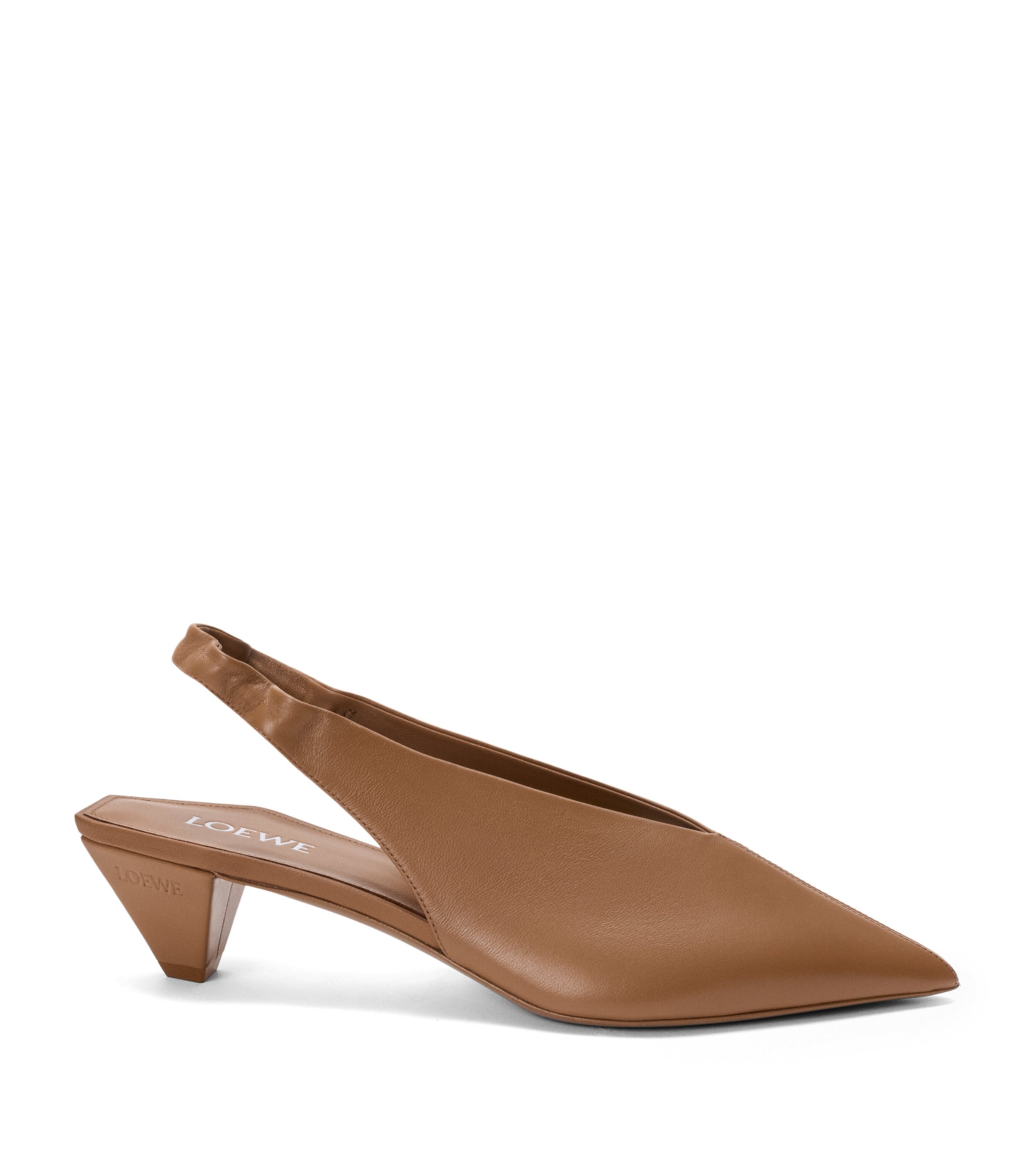LOEWE Lambskin Origami Cubic Slingback Pumps 45 Mocha Image 1