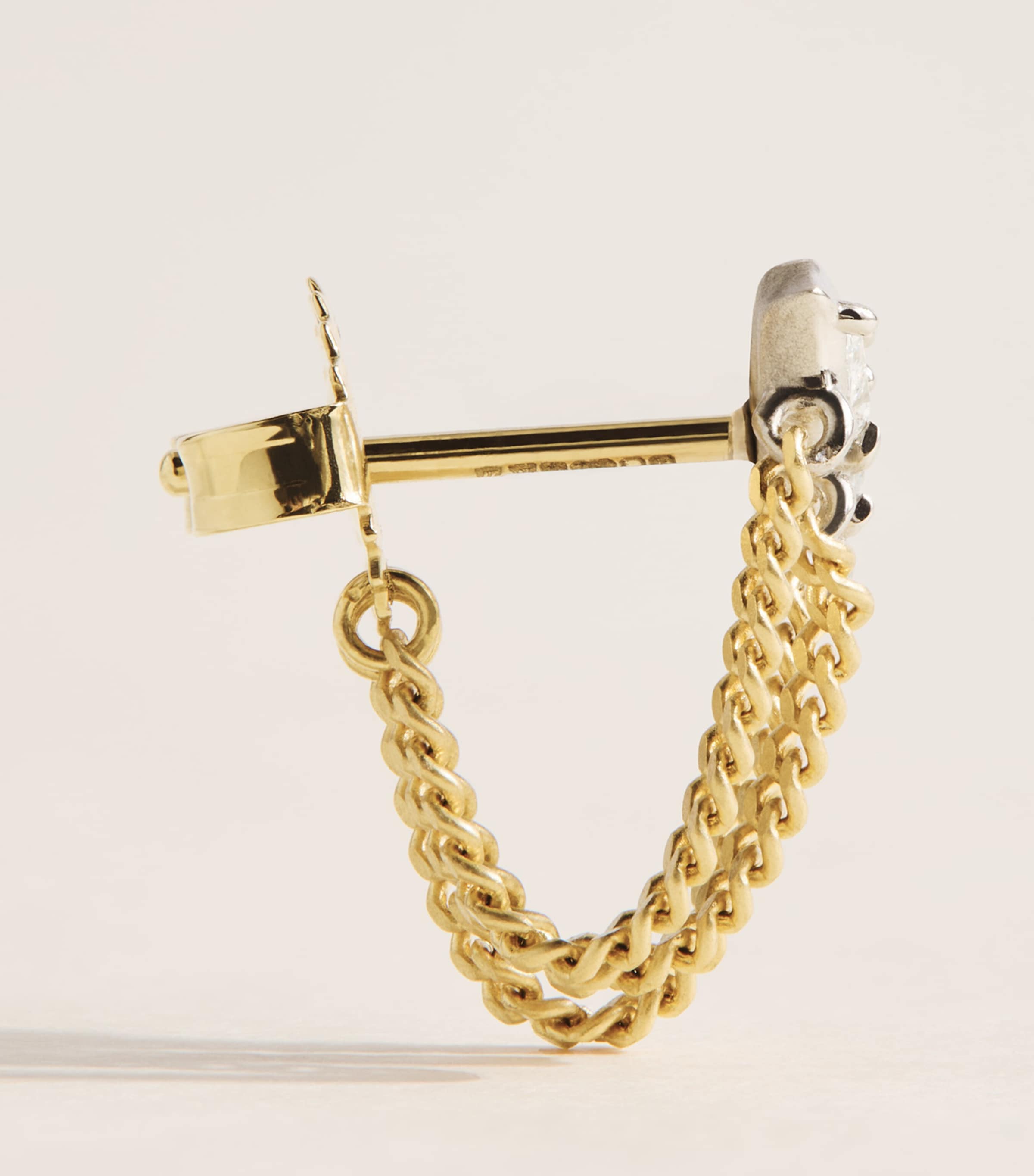 Jade Trau Yellow Gold, Platinum and Diamond Posey Chain Earrings Yellow Gold Image 3