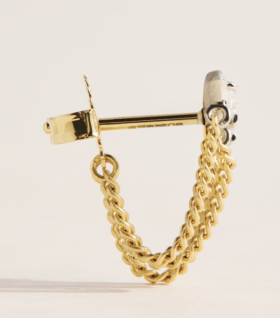 Jade Trau Yellow Gold, Platinum and Diamond Posey Chain Earrings Yellow Gold Image 3
