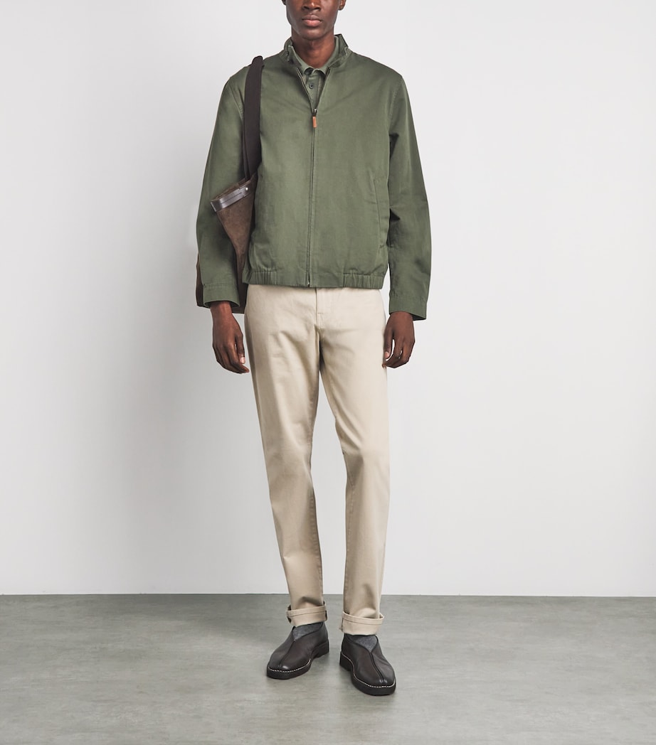 Vince Mens Cotton-Linen Bomber Jacket Coulter Green Image 2