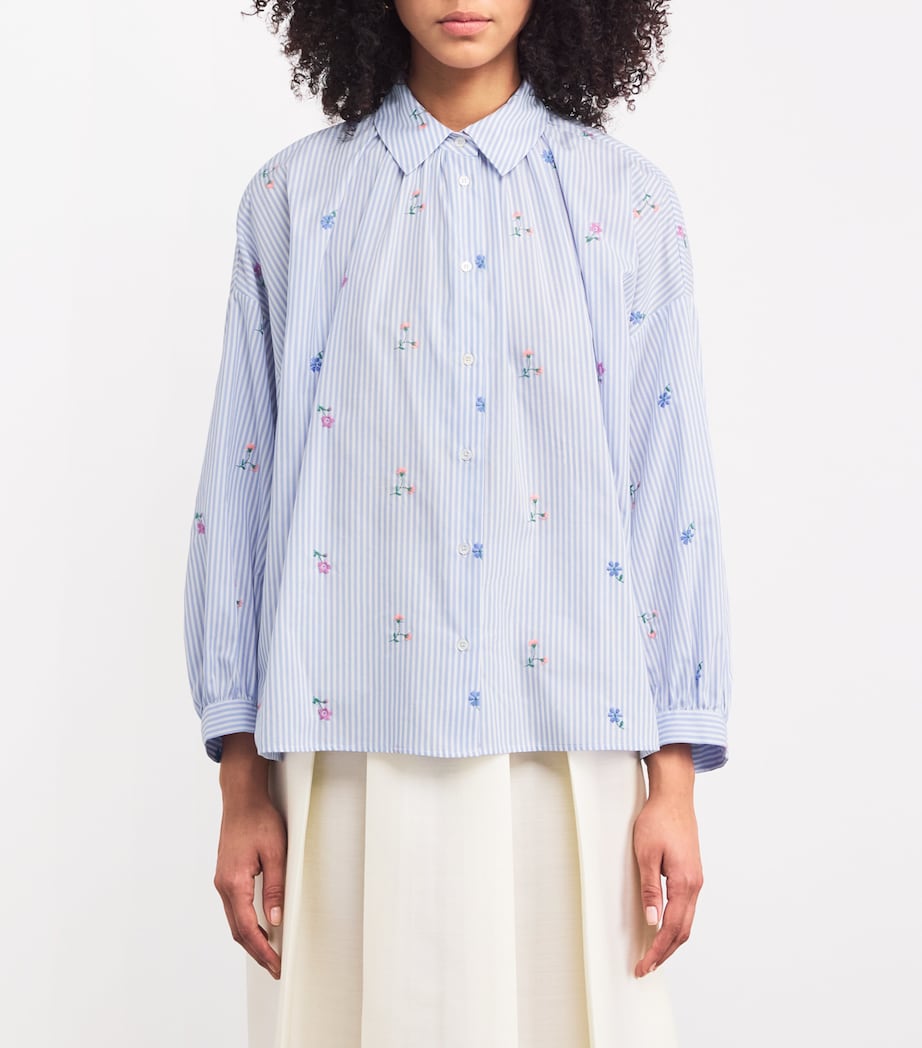 Weekend Max Mara Womens Cotton Embroidered Shirt Light Blue Image 3