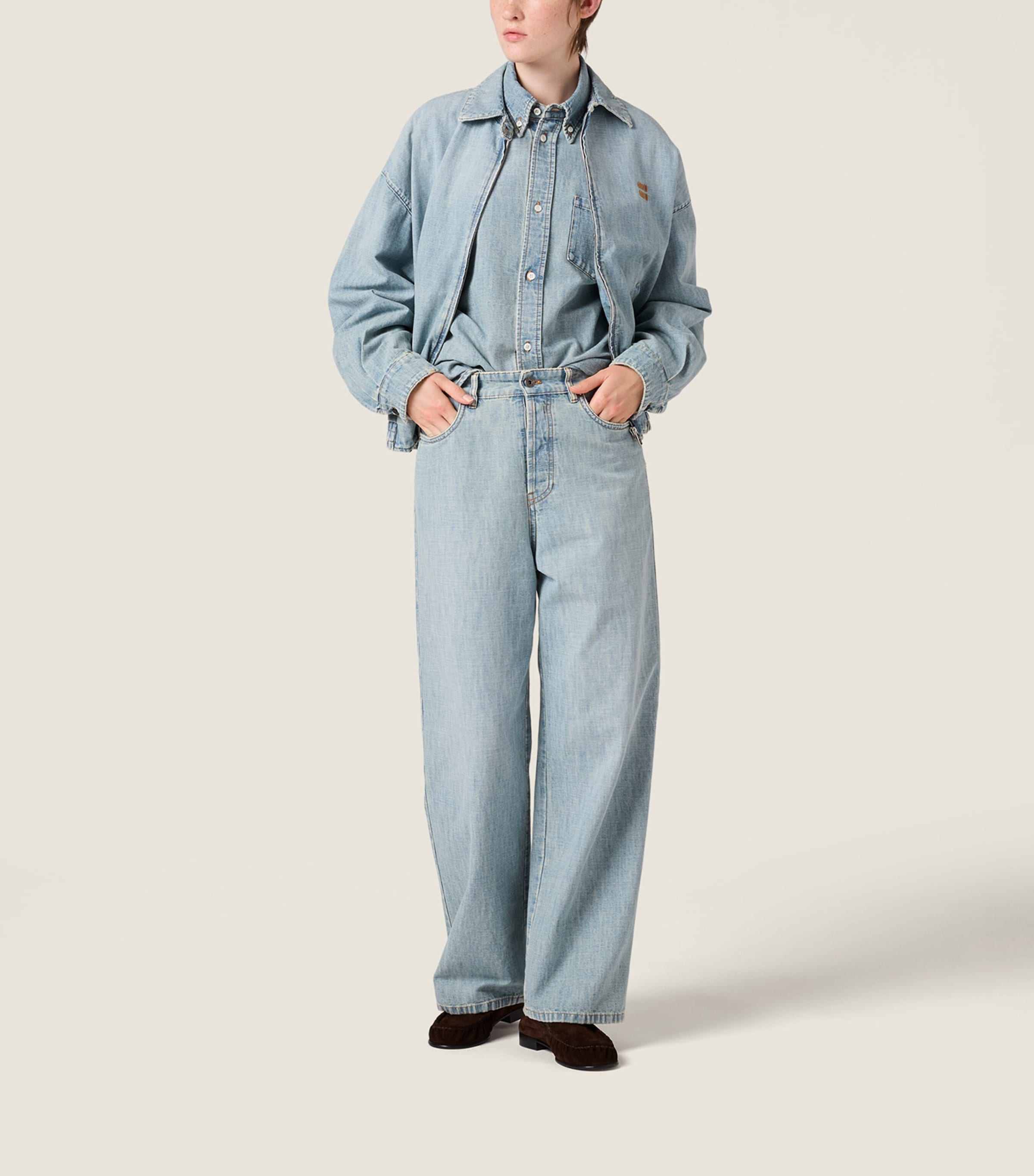 Chambray High-Rise Loose Jeans F0076 Image 2