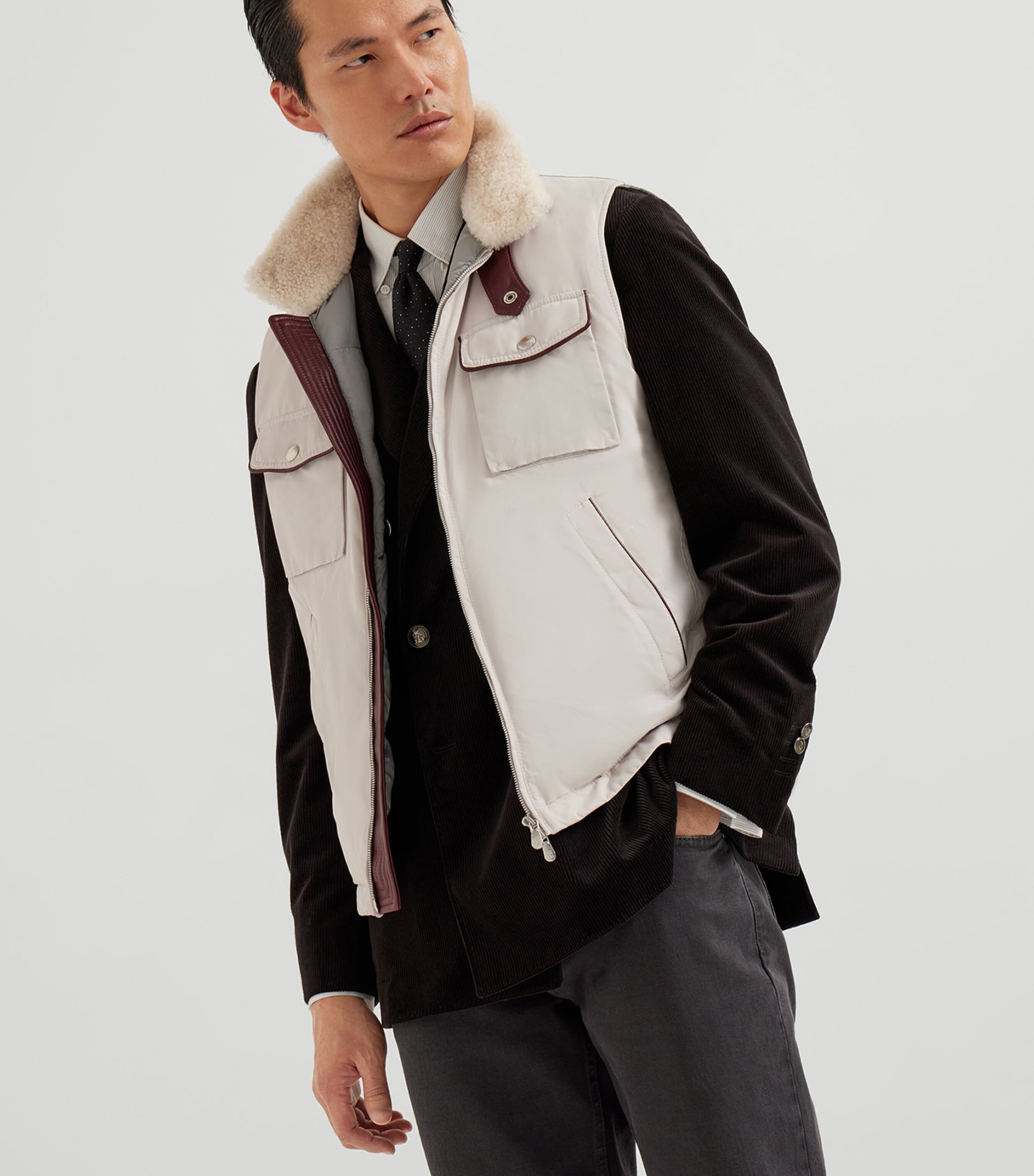 Down Shearling-Collar Gilet CEN36 Image 4