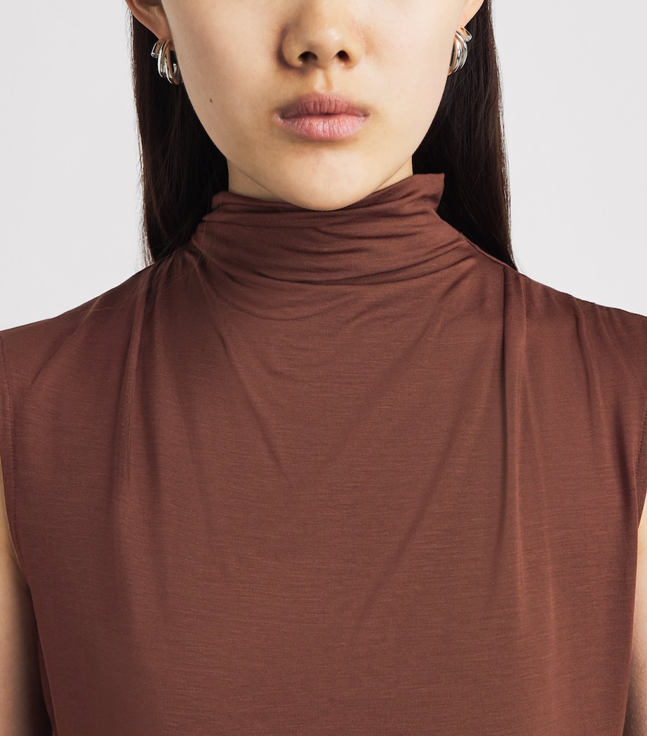 ME+EM Womens Sleeveless Draped Top Pecan Brown Image 3