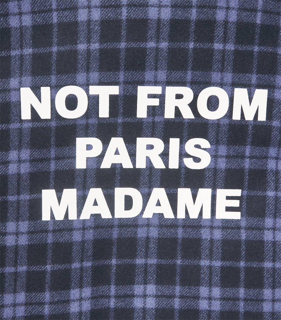 Drôle De Monsieur Mens Check Flannel Slogan Jacket Navy Image 6