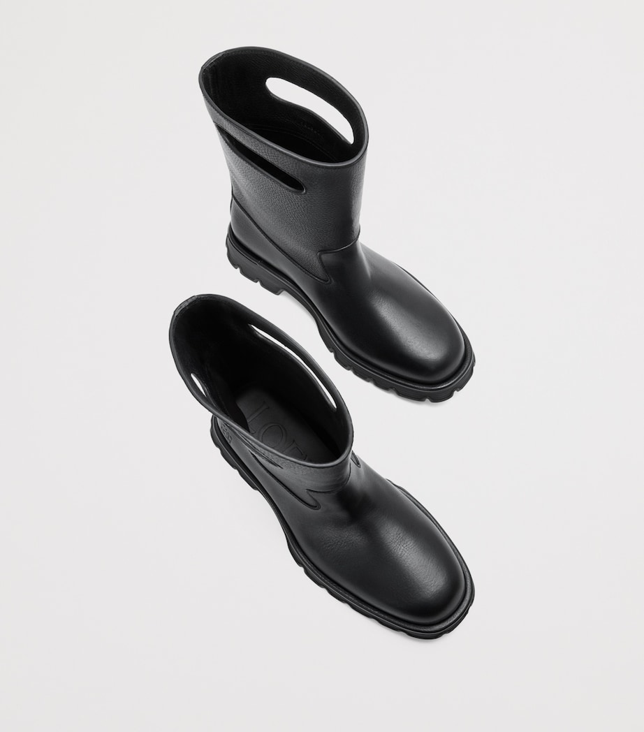 Leather Bobby Ankle Boots BLACK Image 4