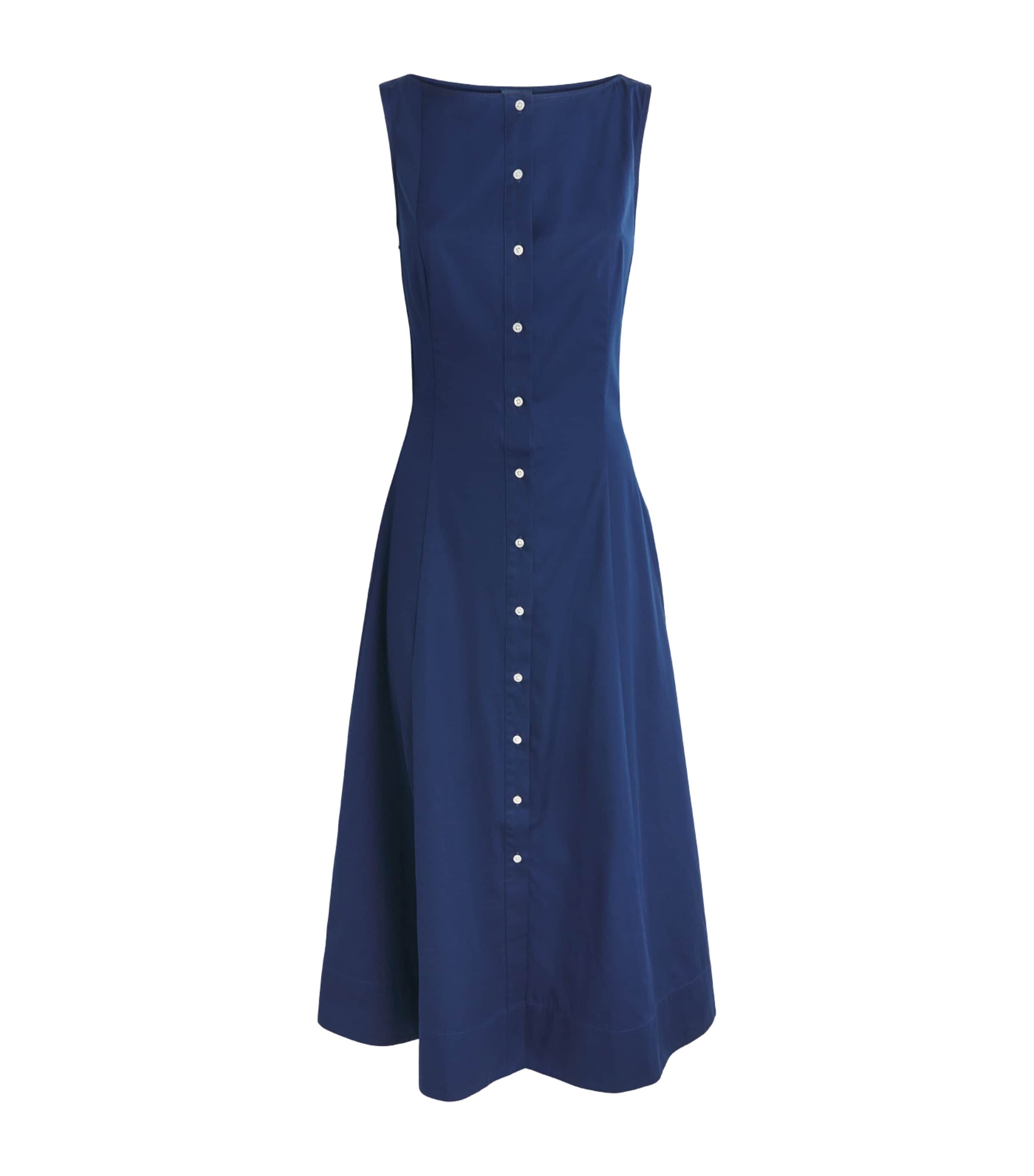 Polo Ralph Lauren Womens Cotton Panelled Midi Dress East Side Royal Image 1
