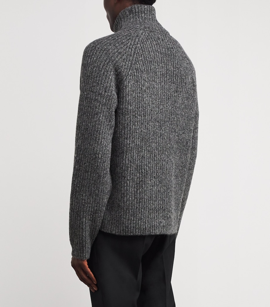 Wool-Blend Victor Half-Zip Sweater DARK GREY MELANGE Image 4