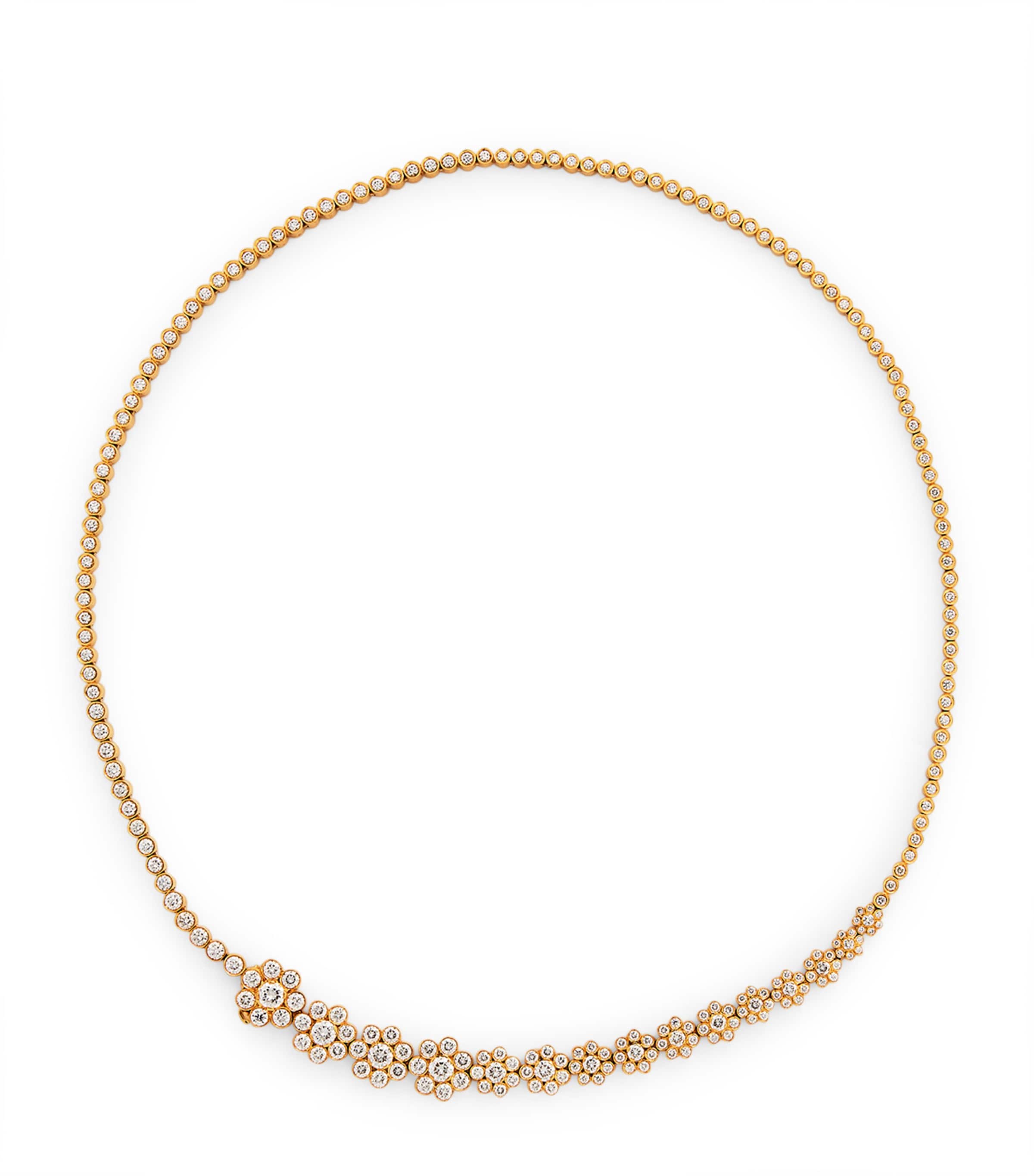 Sophie Bille Brahe Yellow Gold And Diamond Fleur De Tennis Necklace