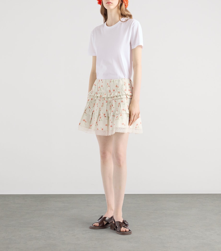 Linen-Cotton Floral Print Mini Skirt F0018 Image 2