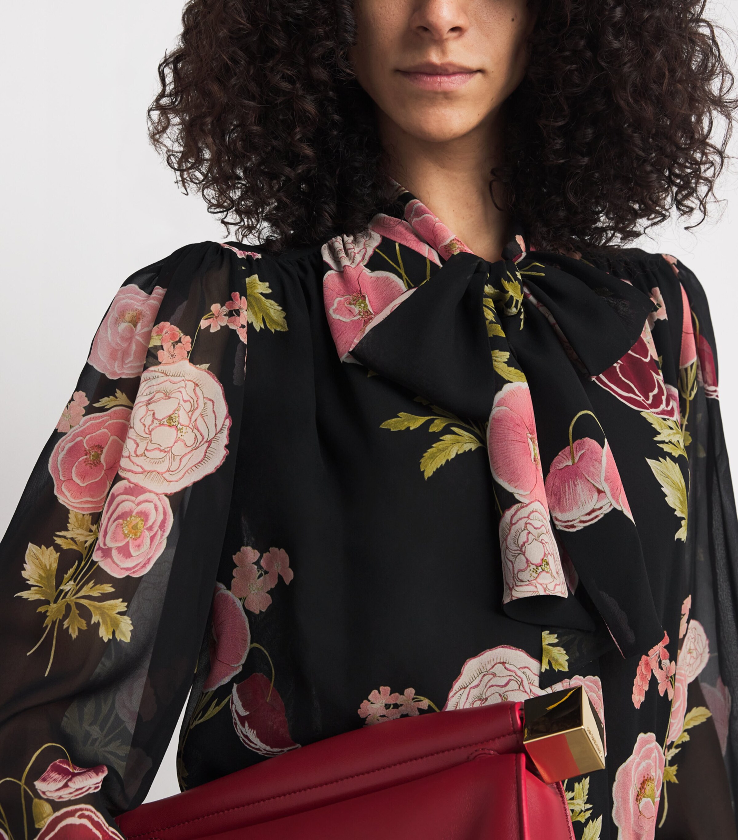 Silk Floral Blouse P095 BLACK MULTI Image 6