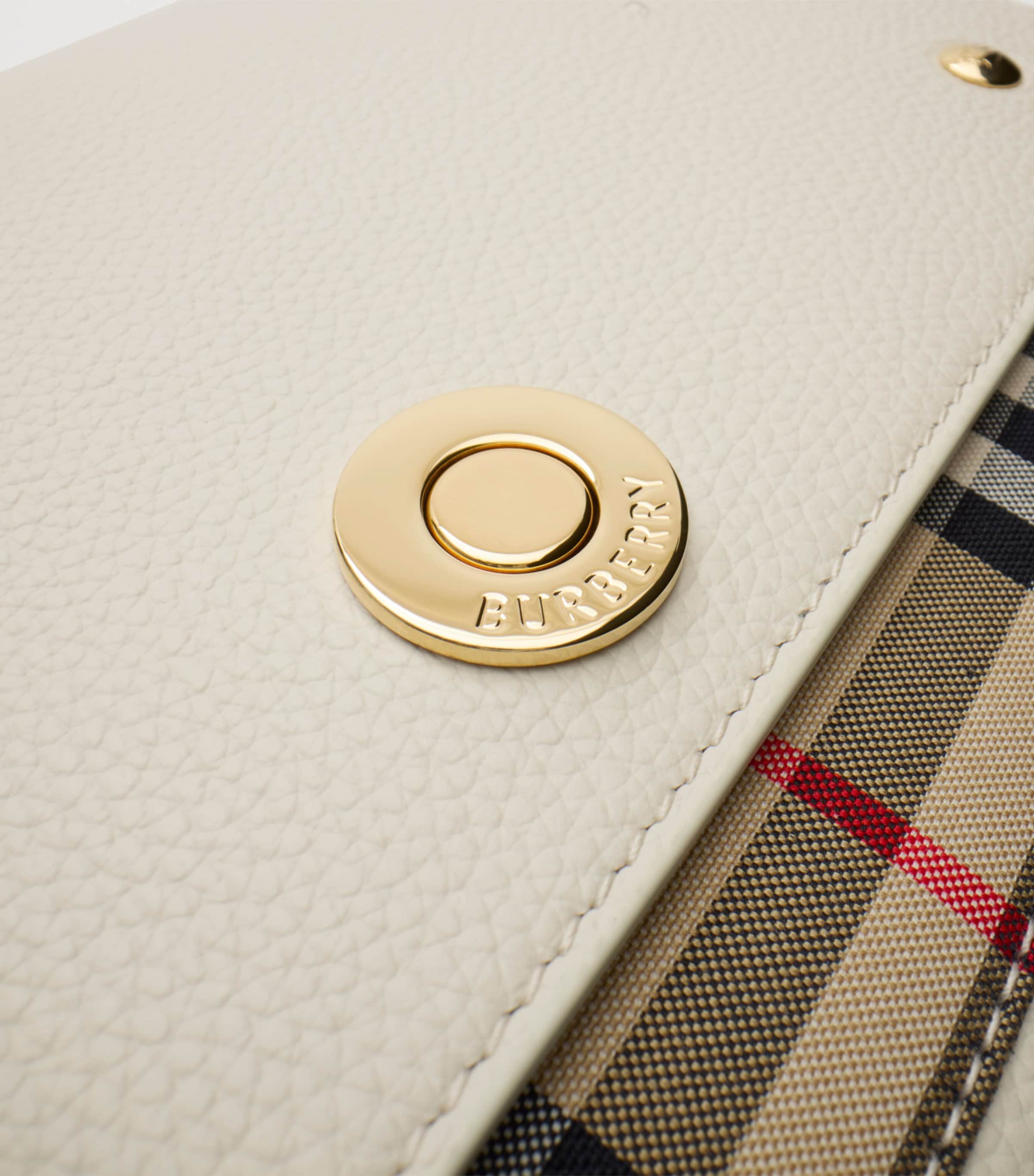 Burberry Leather Note Cross-Body Bag Vntg Chk/soap Image 4
