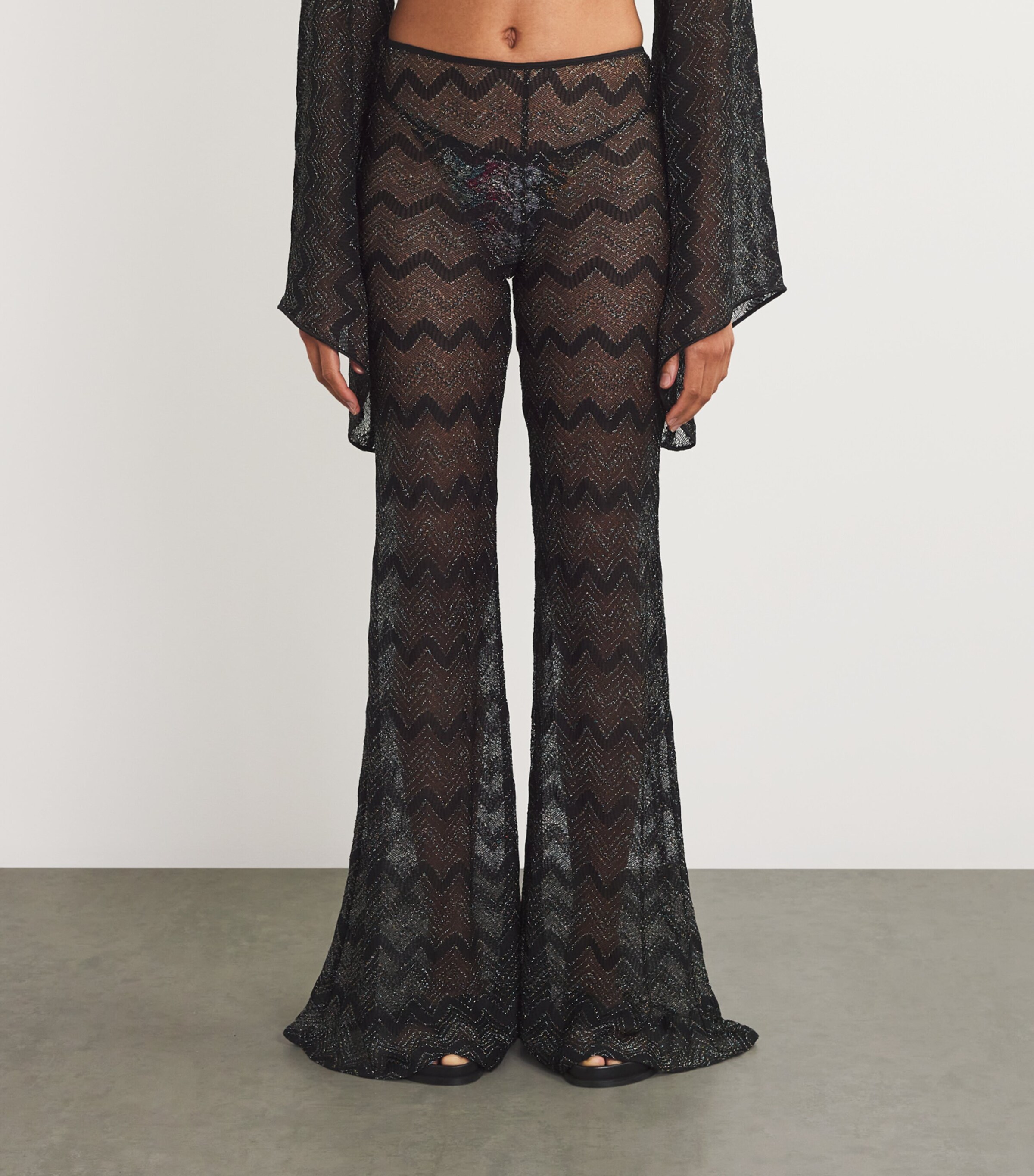 Zigzag Flared Trousers S91N1 BLACK MLTI LME Image 3