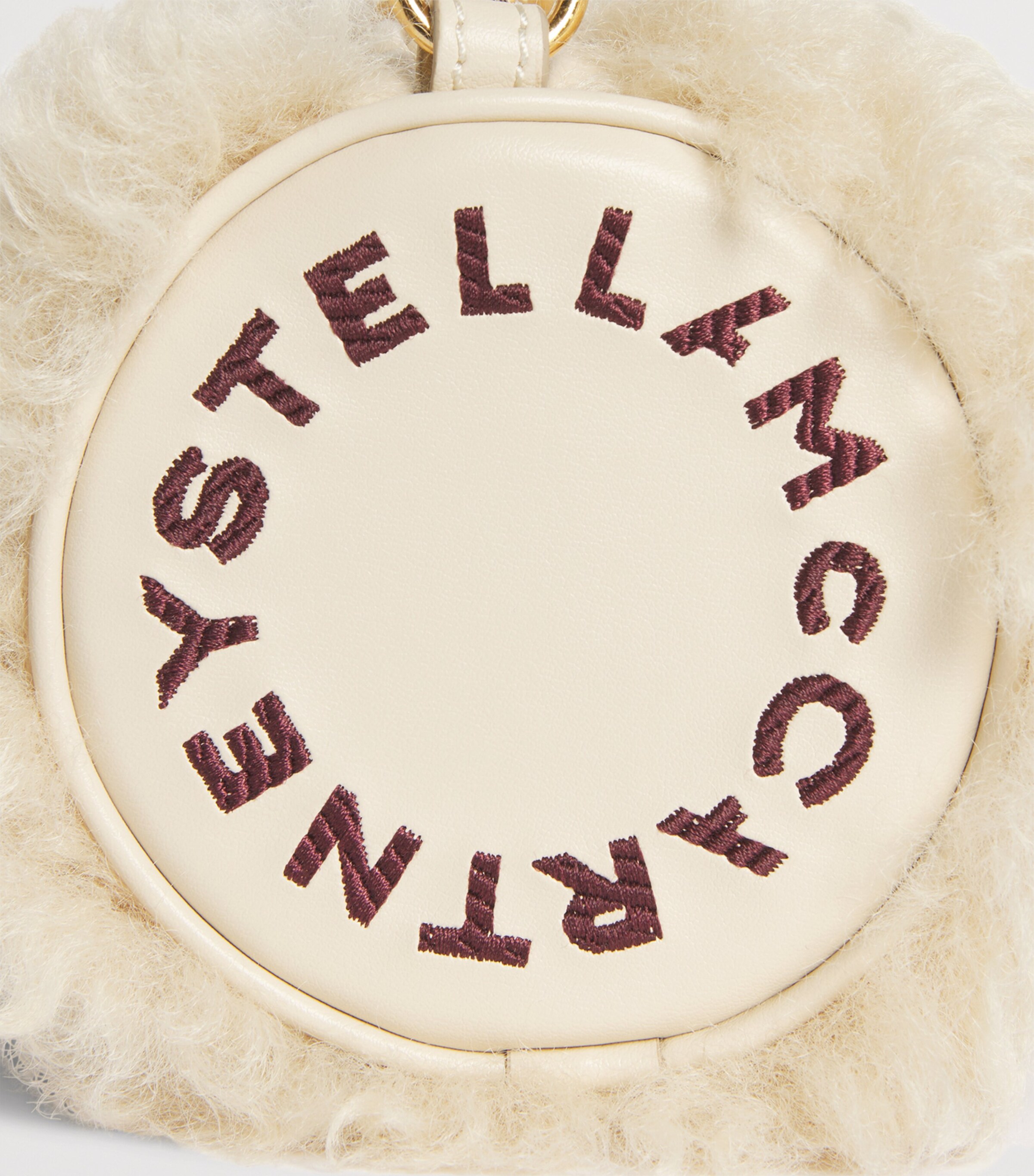 Stella McCartney Faux Shearling Logo Bracelet Shoulder Bag Oat Image 6