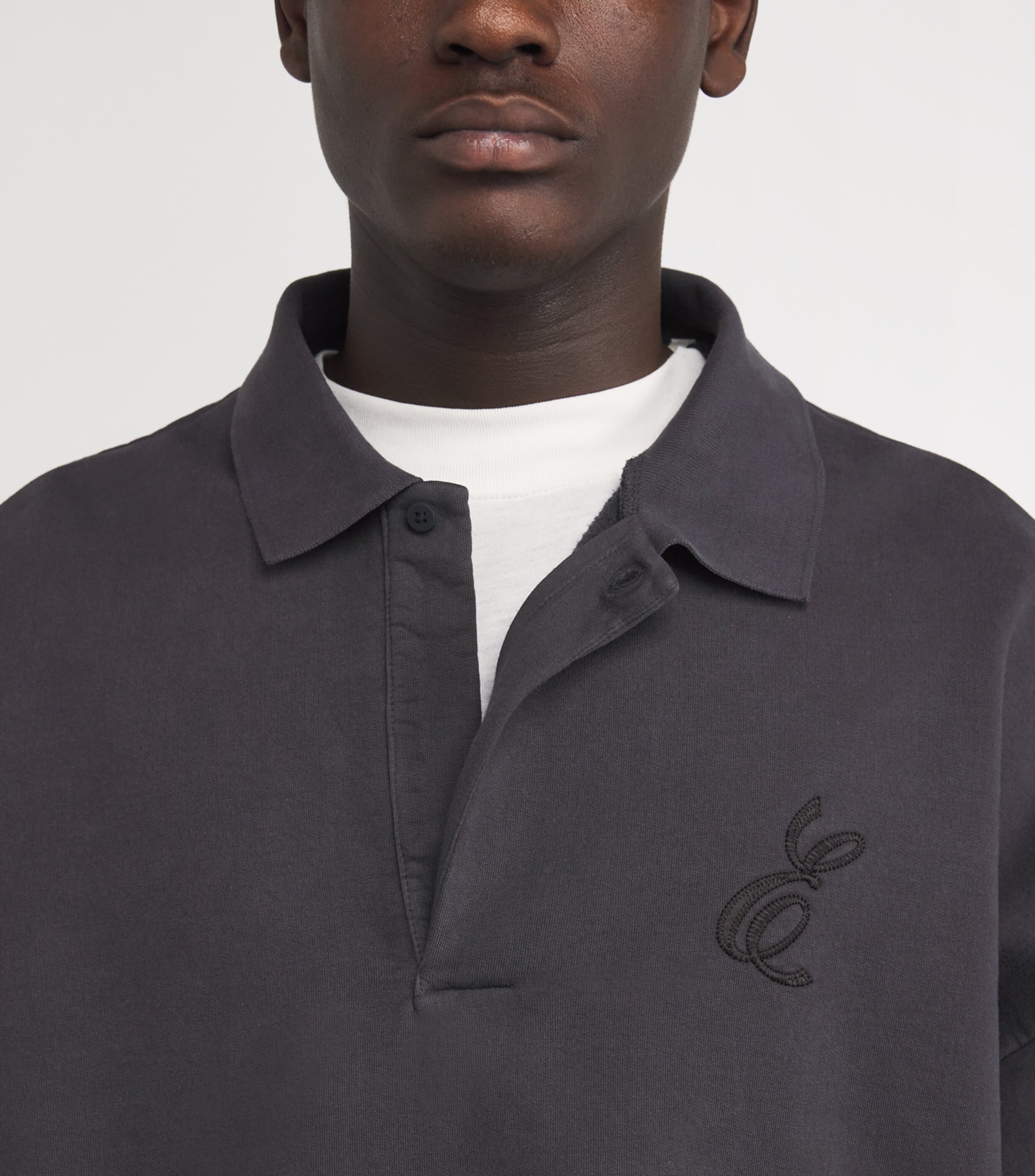 Cotton Script Polo Sweatshirt VINTAGE BLACK Image 6