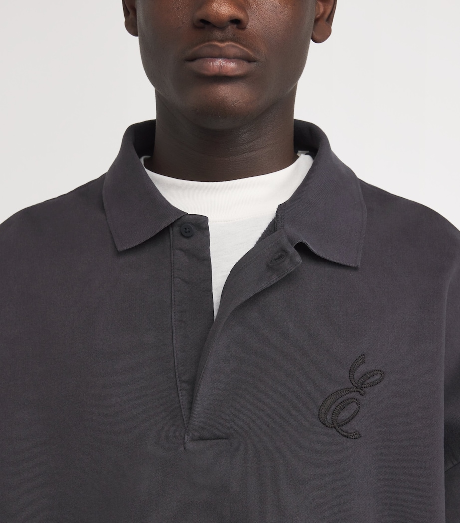 Cotton Script Polo Sweatshirt VINTAGE BLACK Image 6