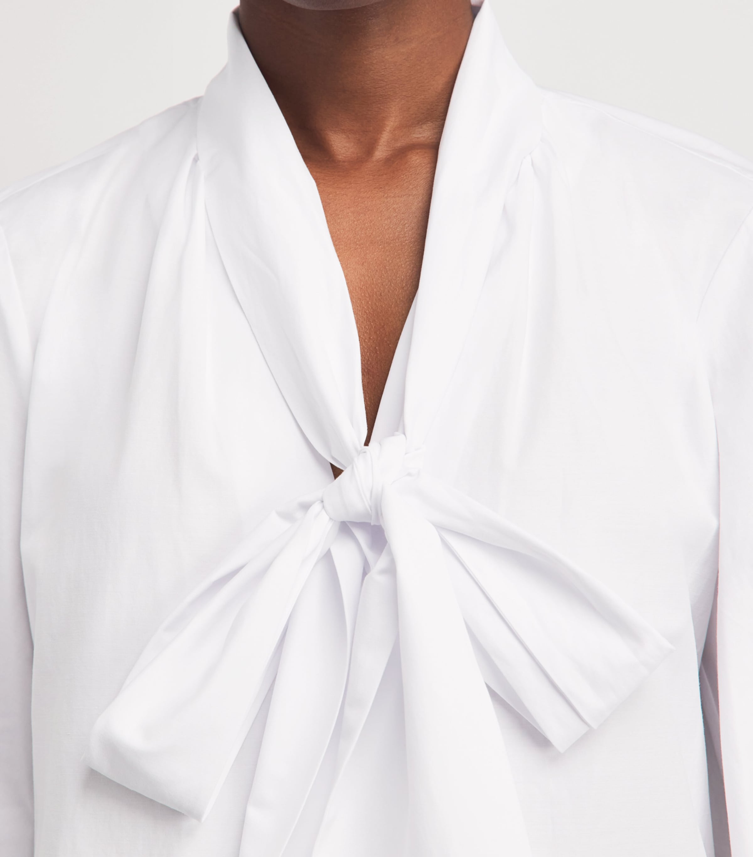 L'Agence Womens Cotton-Blend Tie-Neck Deon Blouse Whit White Image 3