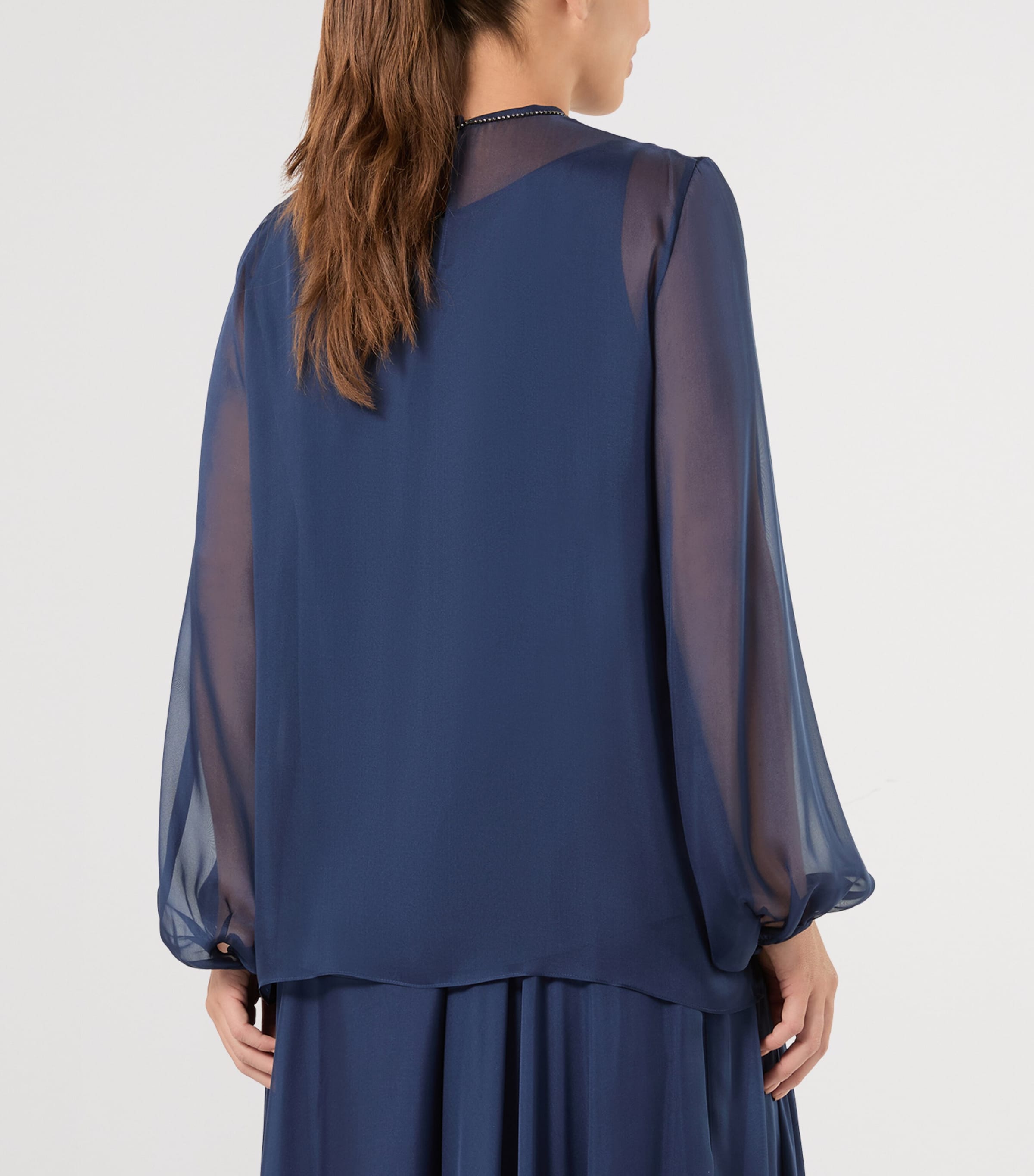 Marina Rinaldi Womens Silk Chiffon Blouse Navy Image 4
