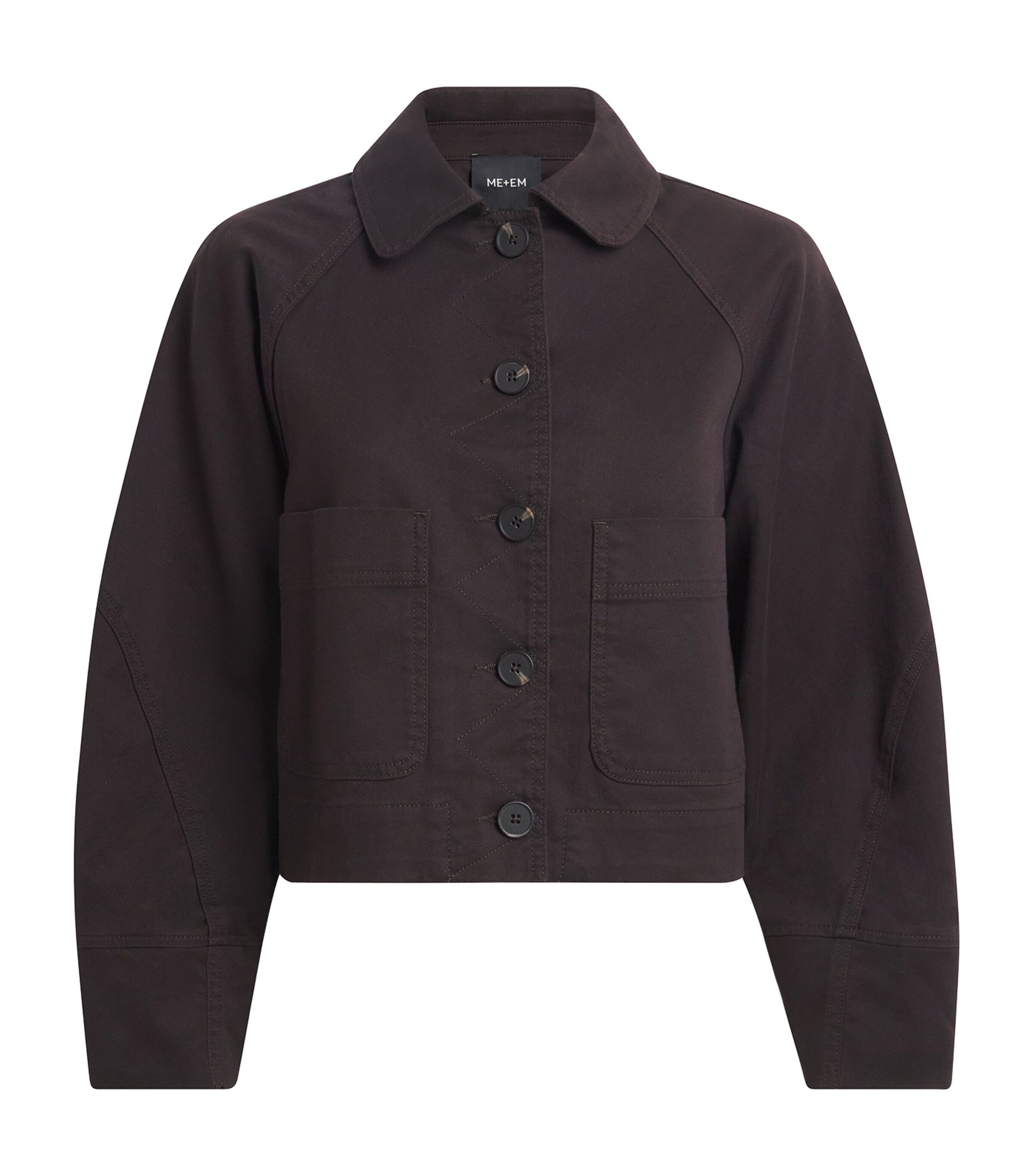 ME+EM Womens Stretch-Cotton Cocoon-Sleeve Jacket Cocoa Brown Image 1