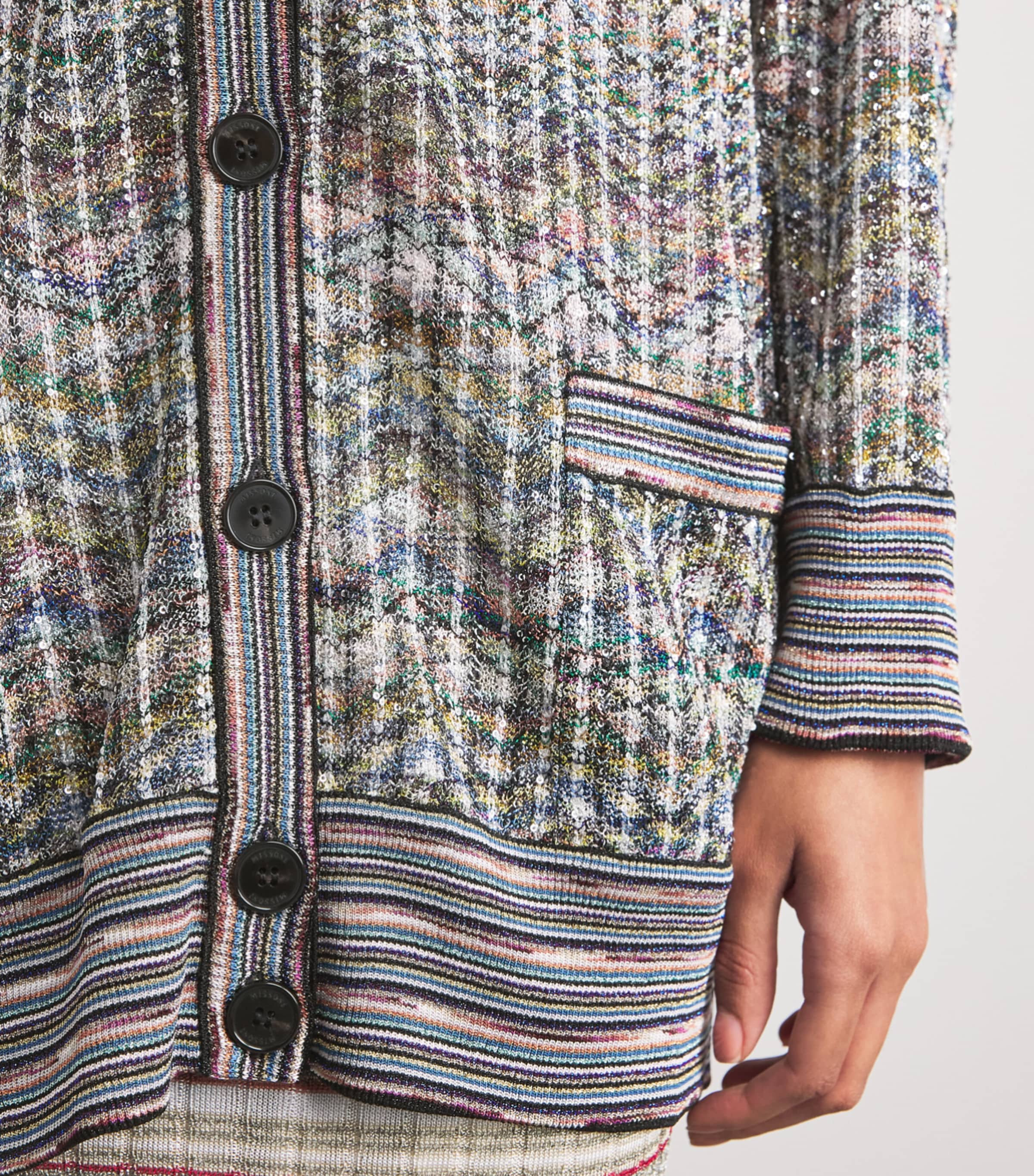 Missoni Womens Zigzag Sequinned Cardigan Smspw Light Multiclr Image 3