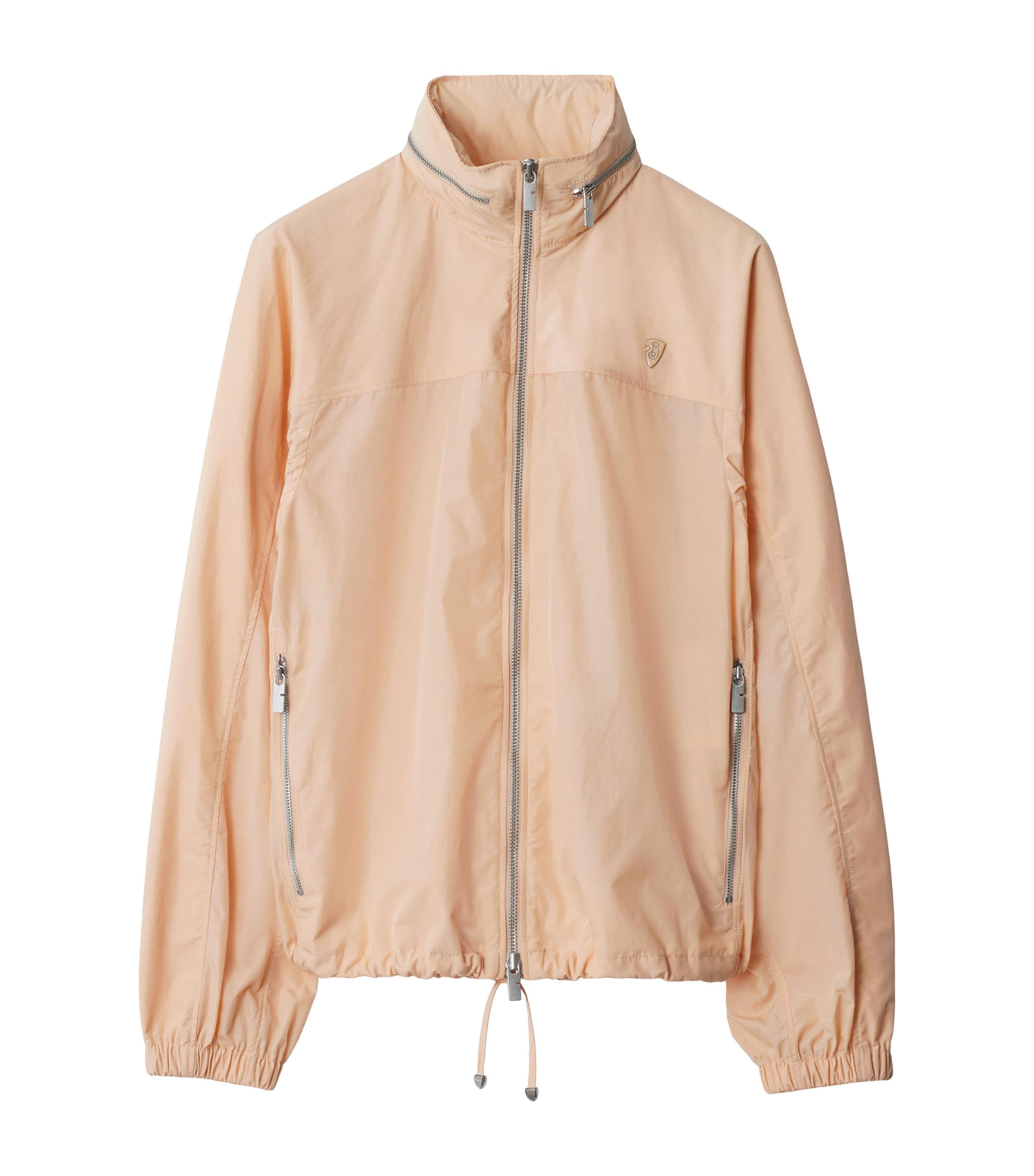 Burberry B Shield-plaque Windbreaker Jacket In Gray