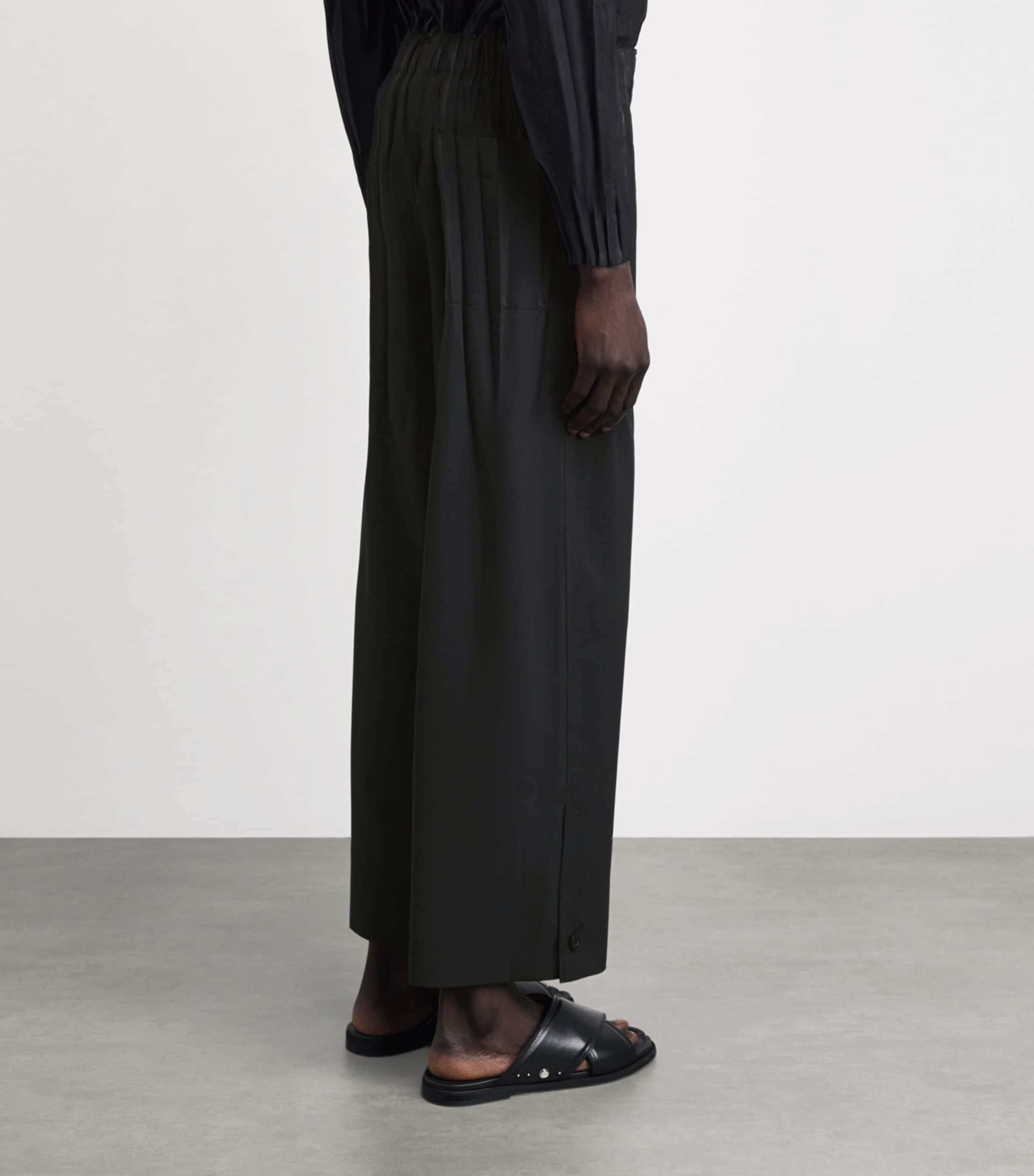 IM MEN Mens Waft Wide-Leg Trousers Black Image 5