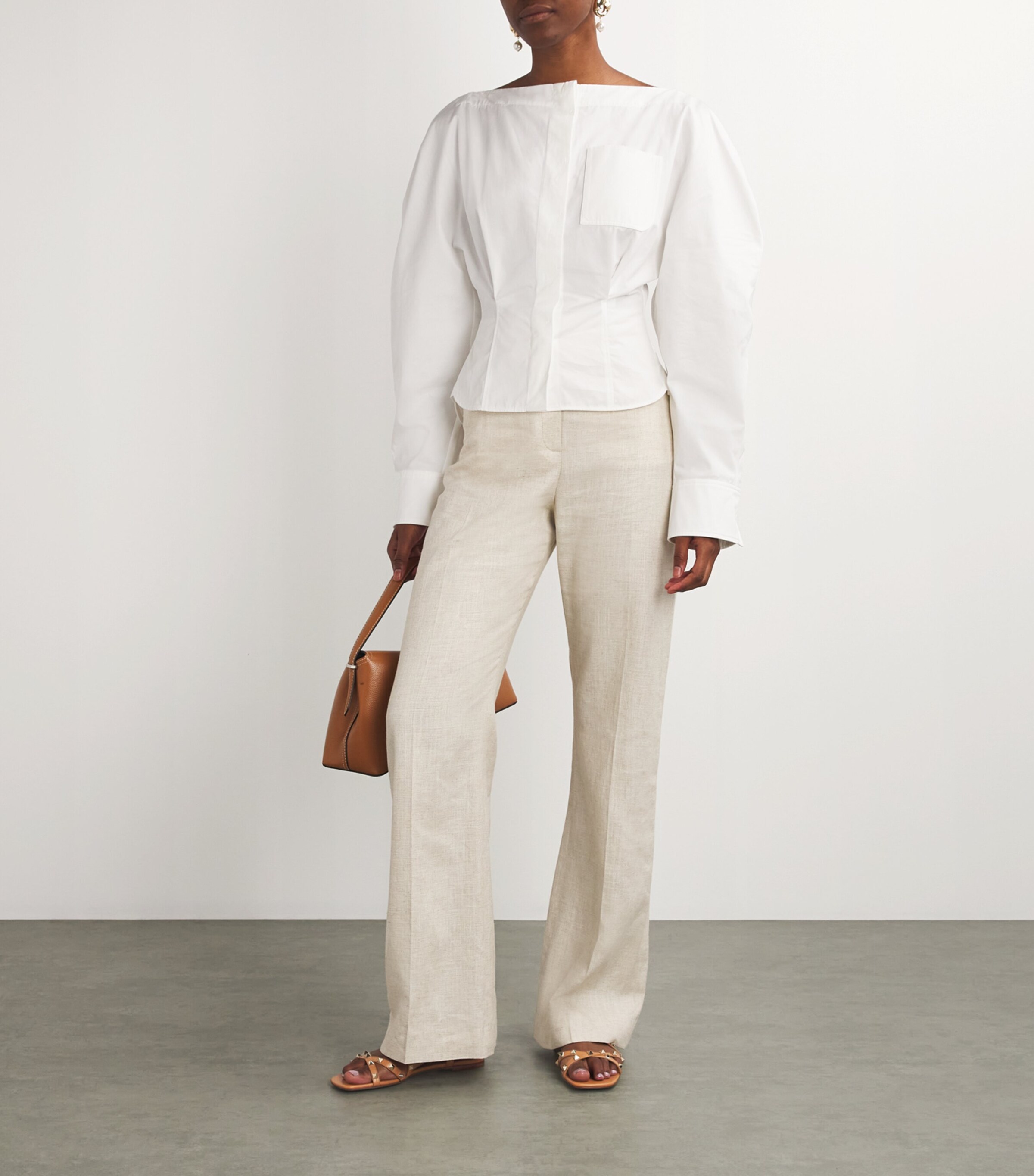 Valentino Garavani Leather Rockstud Sandals Brown Image 6