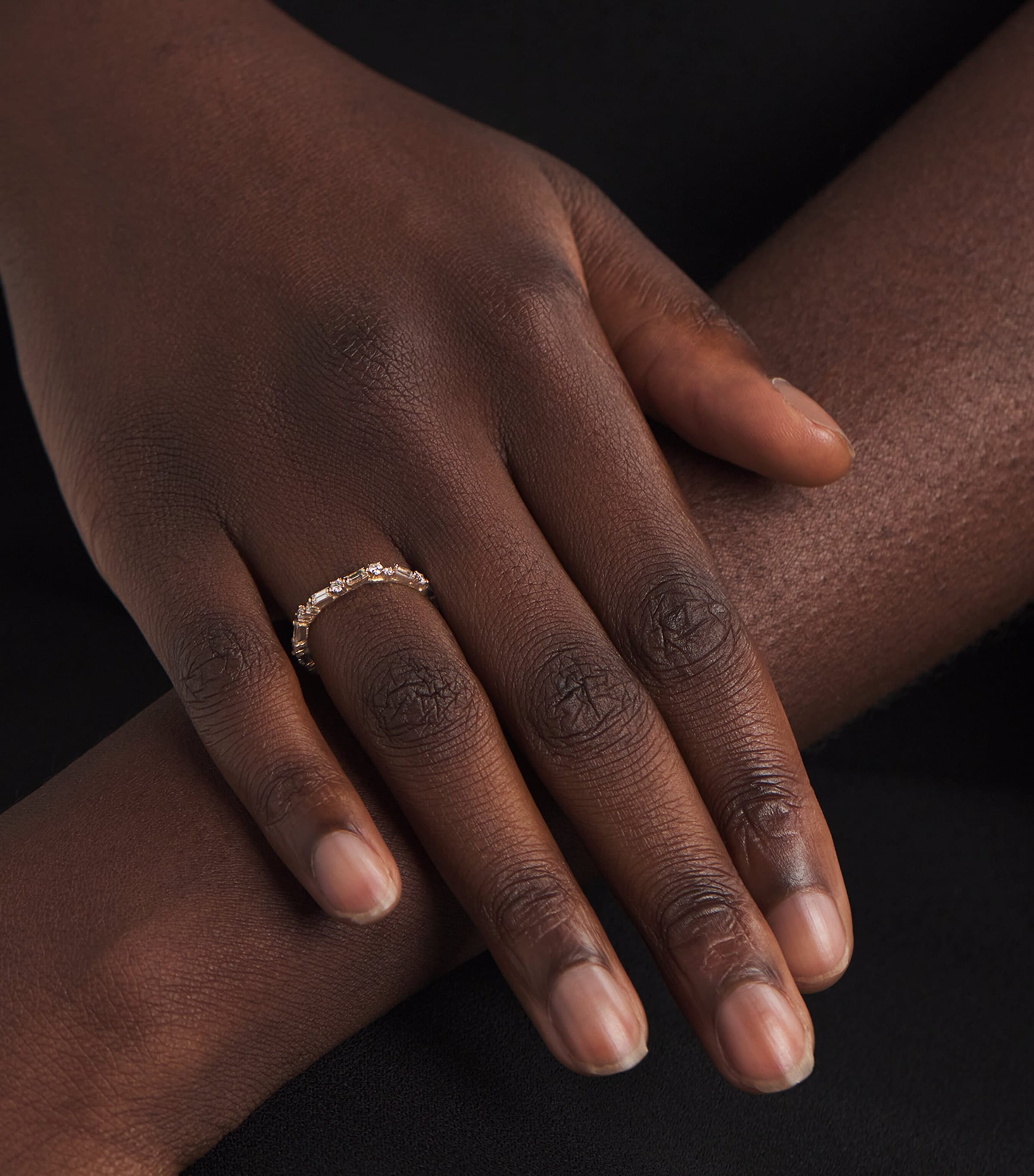 Rose Gold and Diamond Thin Mix Eternity Ring 18K RG/WD Image 2