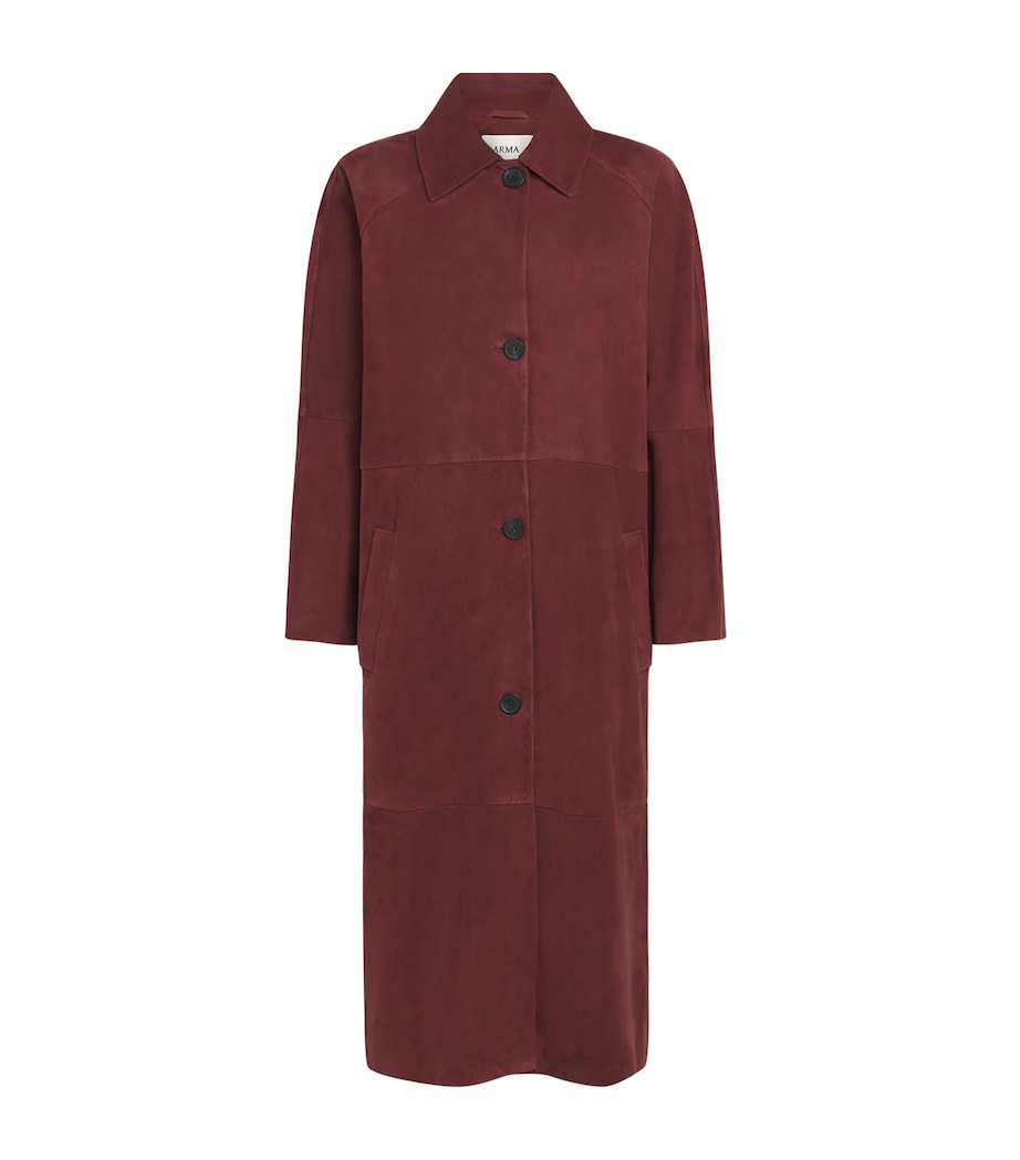 Arma Womens Suede Judy Trench Coat Mahogany Image 1