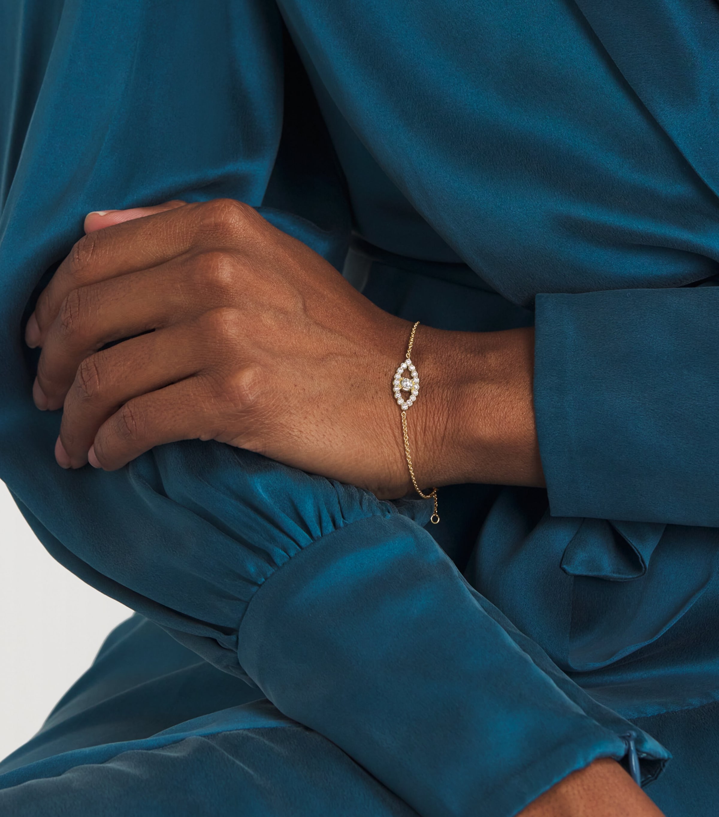 Medium Yellow Gold and Diamond Edith Evil Eye Bracelet YELLOW GOLD Image 2