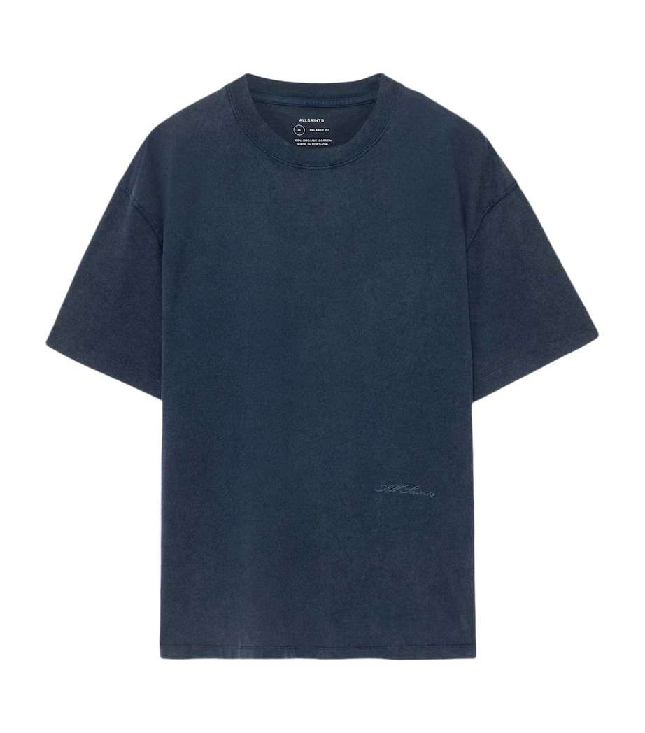 AllSaints Mens Organic Cotton Maddox T-Shirt Navy Blue Image 1
